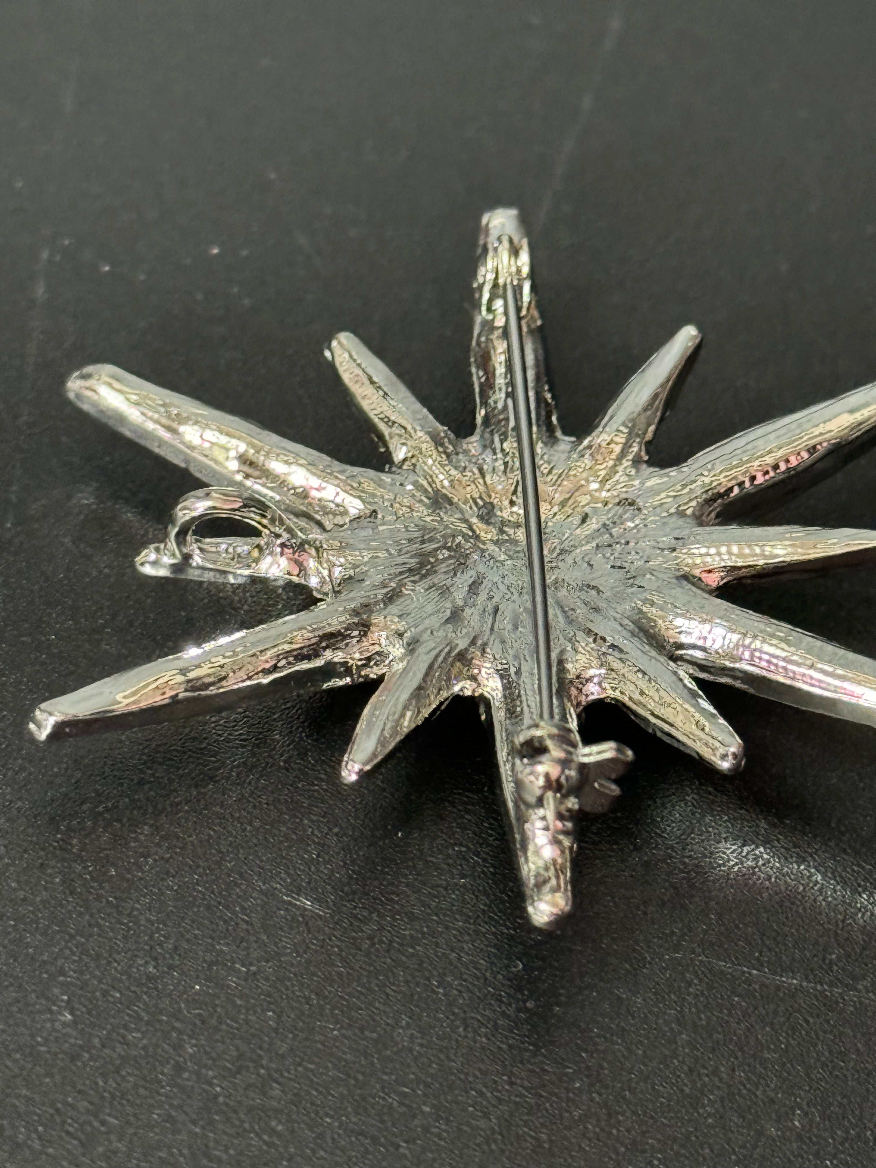 Large silver and clear diamanté combination star brooch and pendant