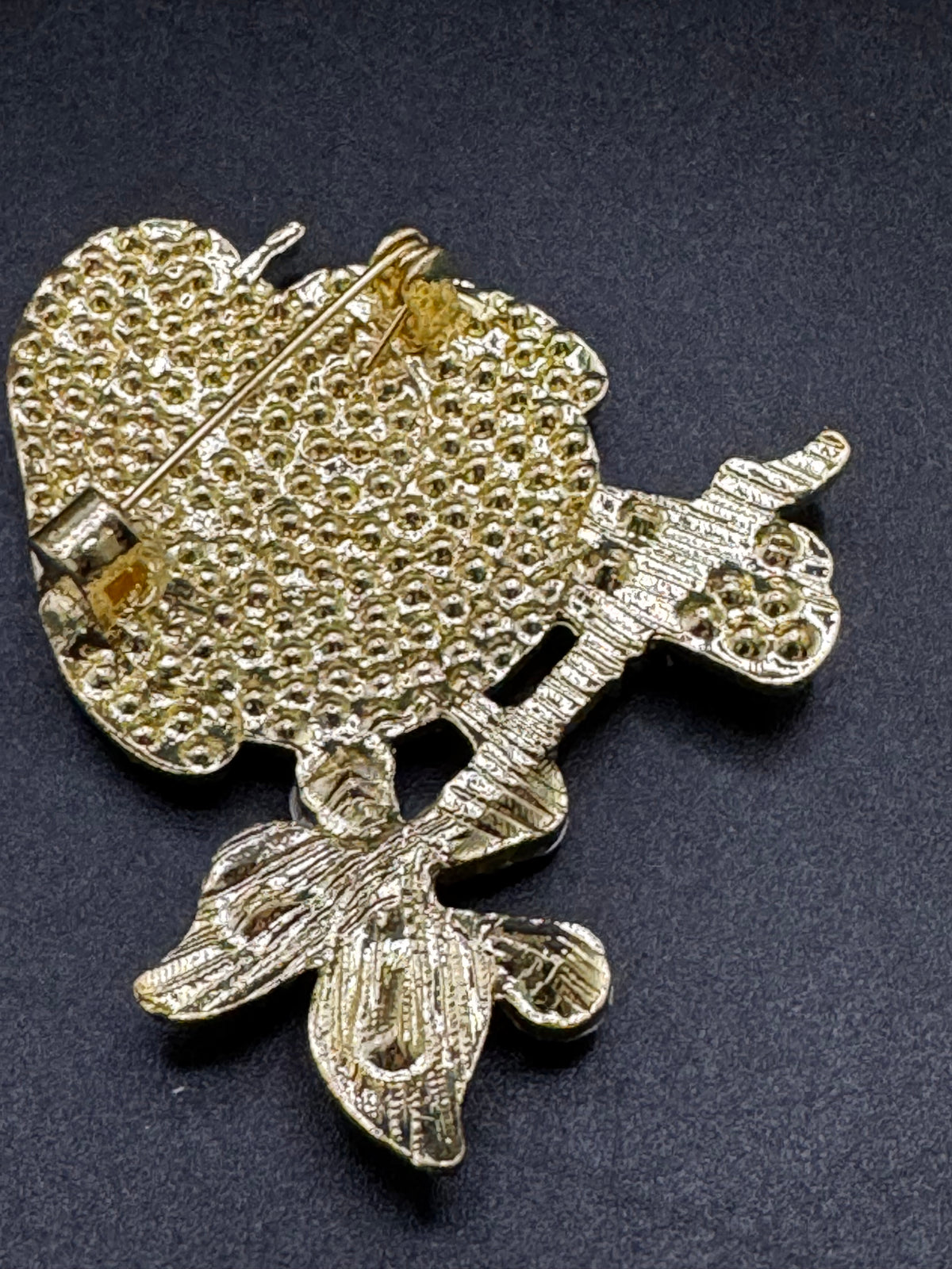 Rhinestone Christmas Robin brooch, brown clear and red crystal, festive jewellery