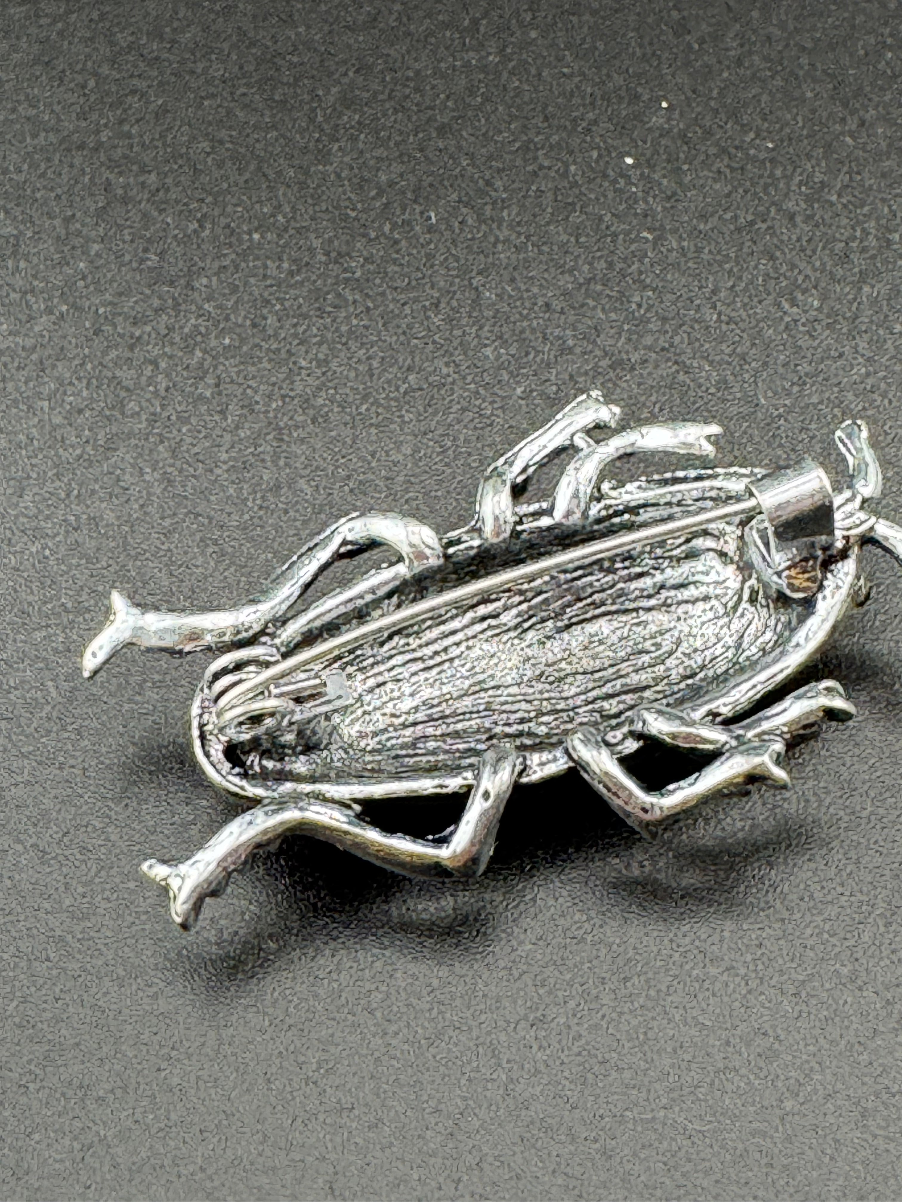 Marcasite beetle brooch, Bronze gold metallic enamel , new bug brooch