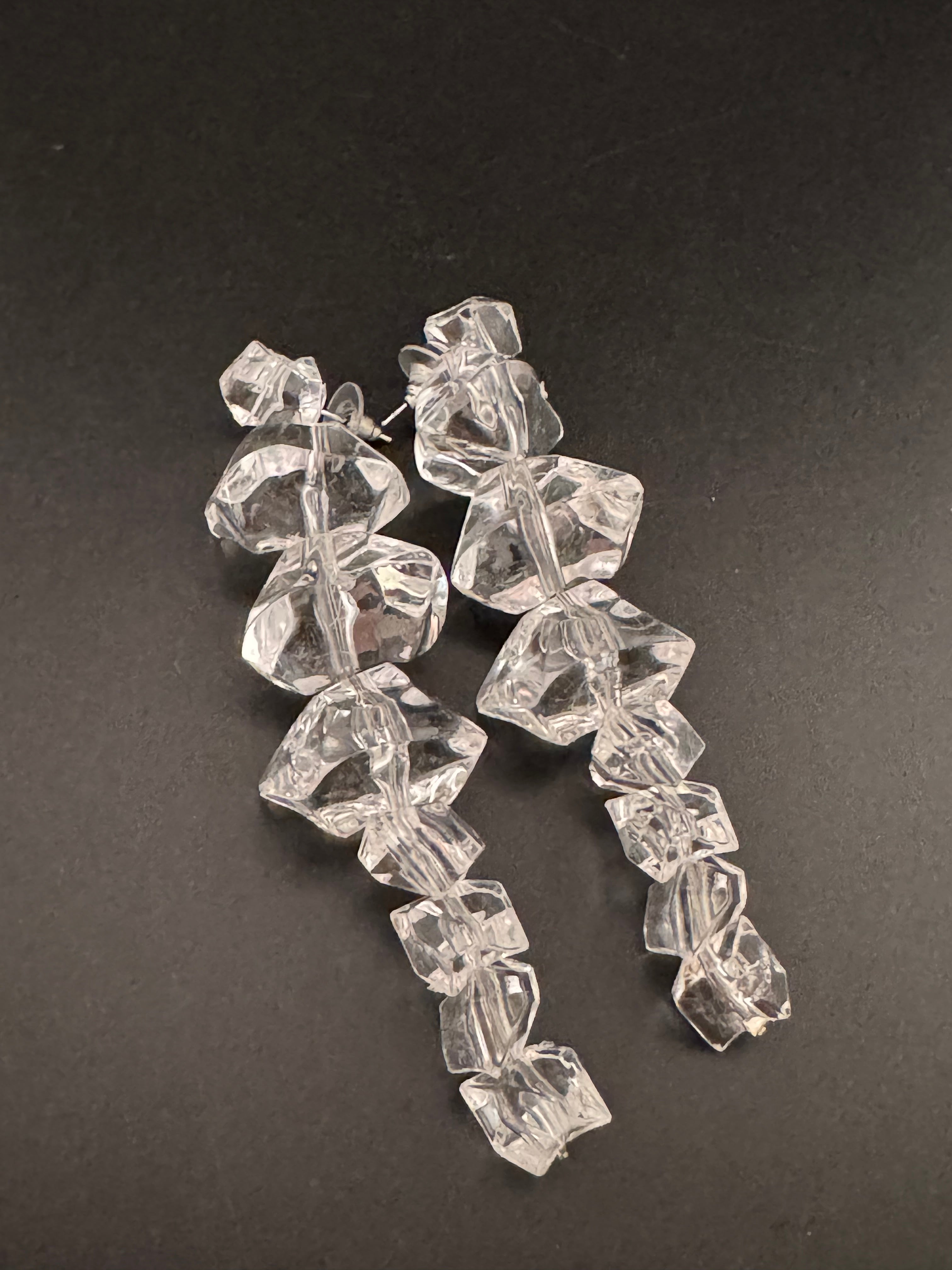 Crystal ice long drop glacier earrings