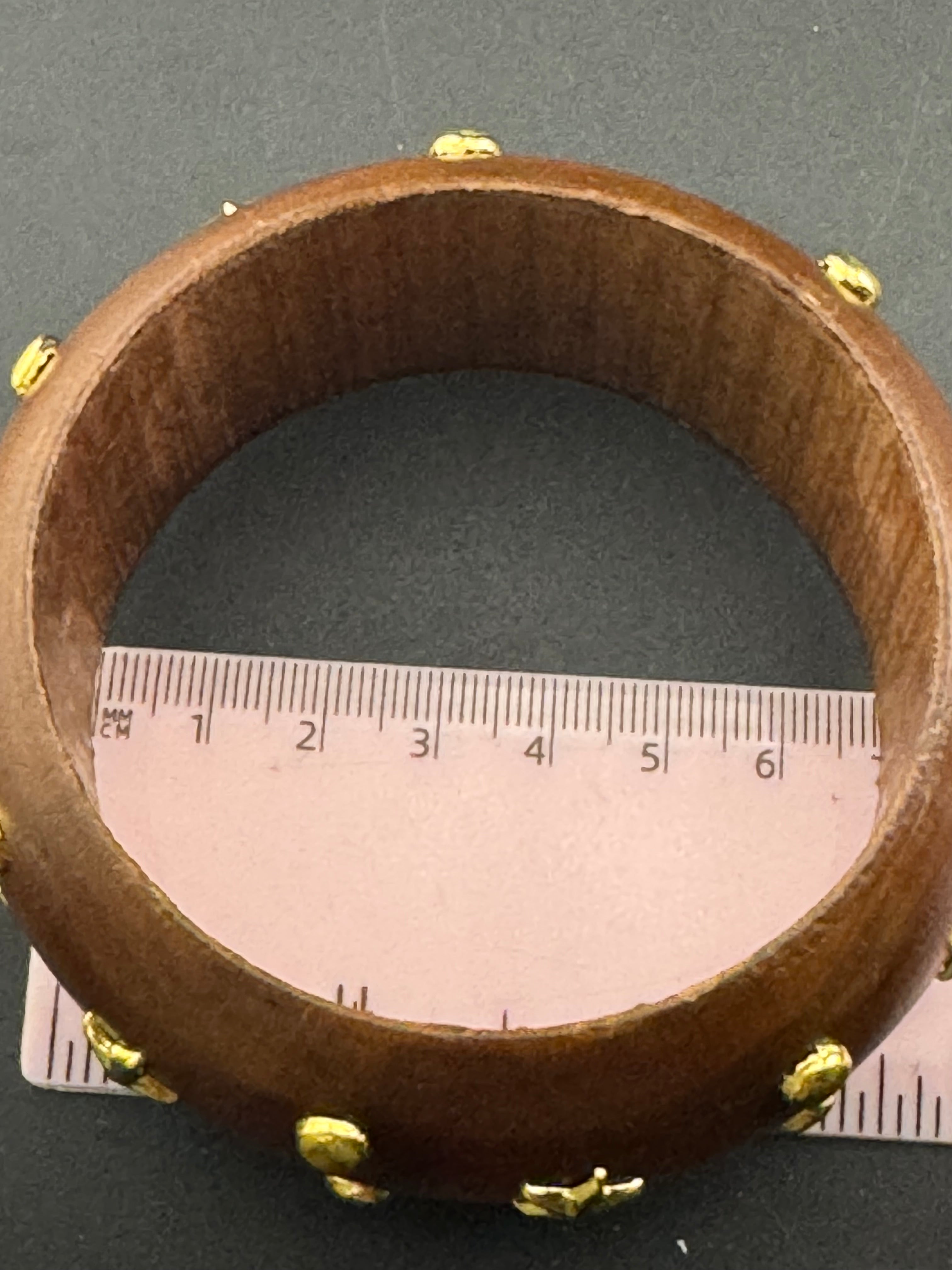 Oversized wide designed star and stud wooden bangle