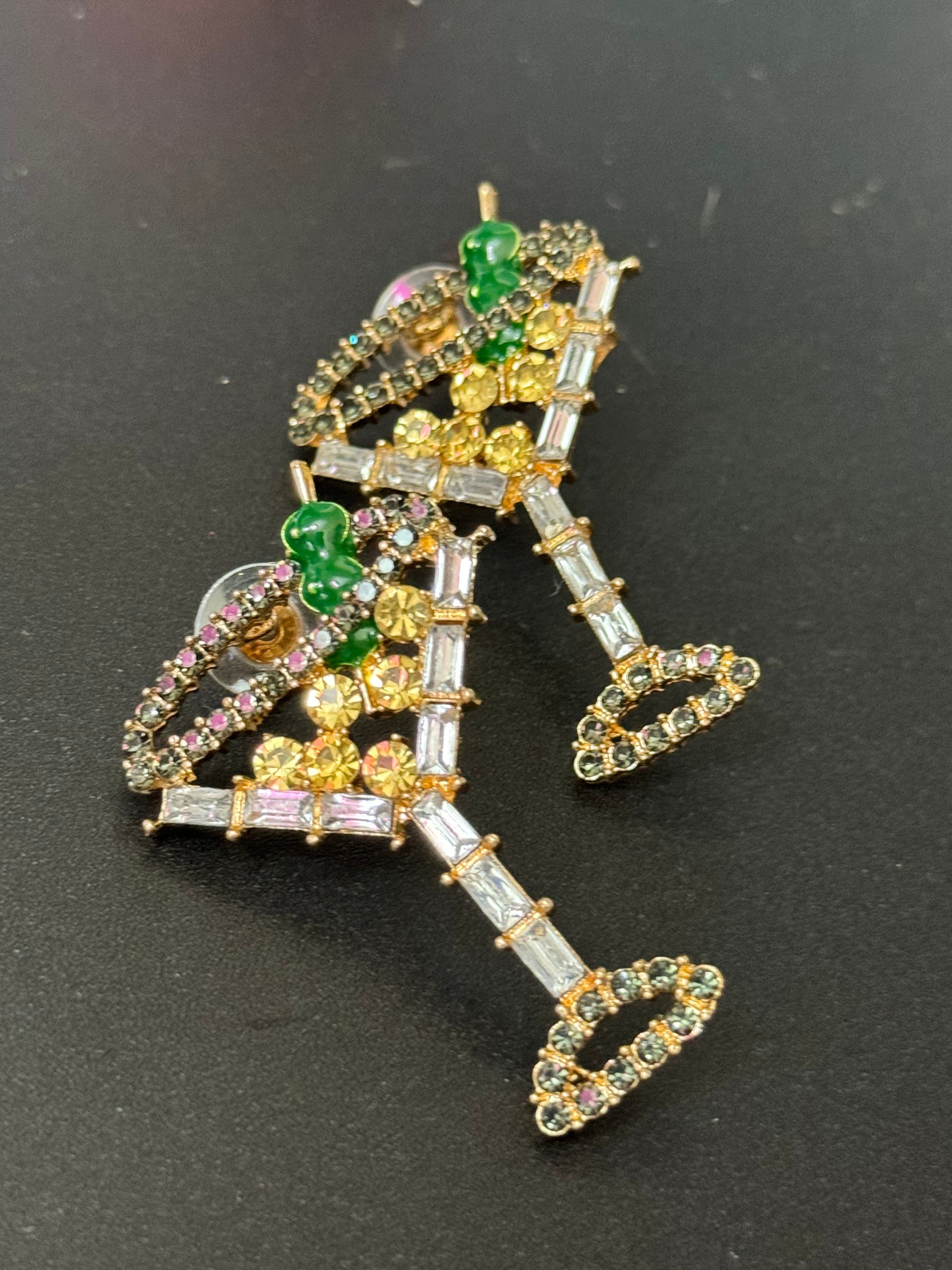 Novelty oversized diamanté crystal gin champagne cocktail earrings
