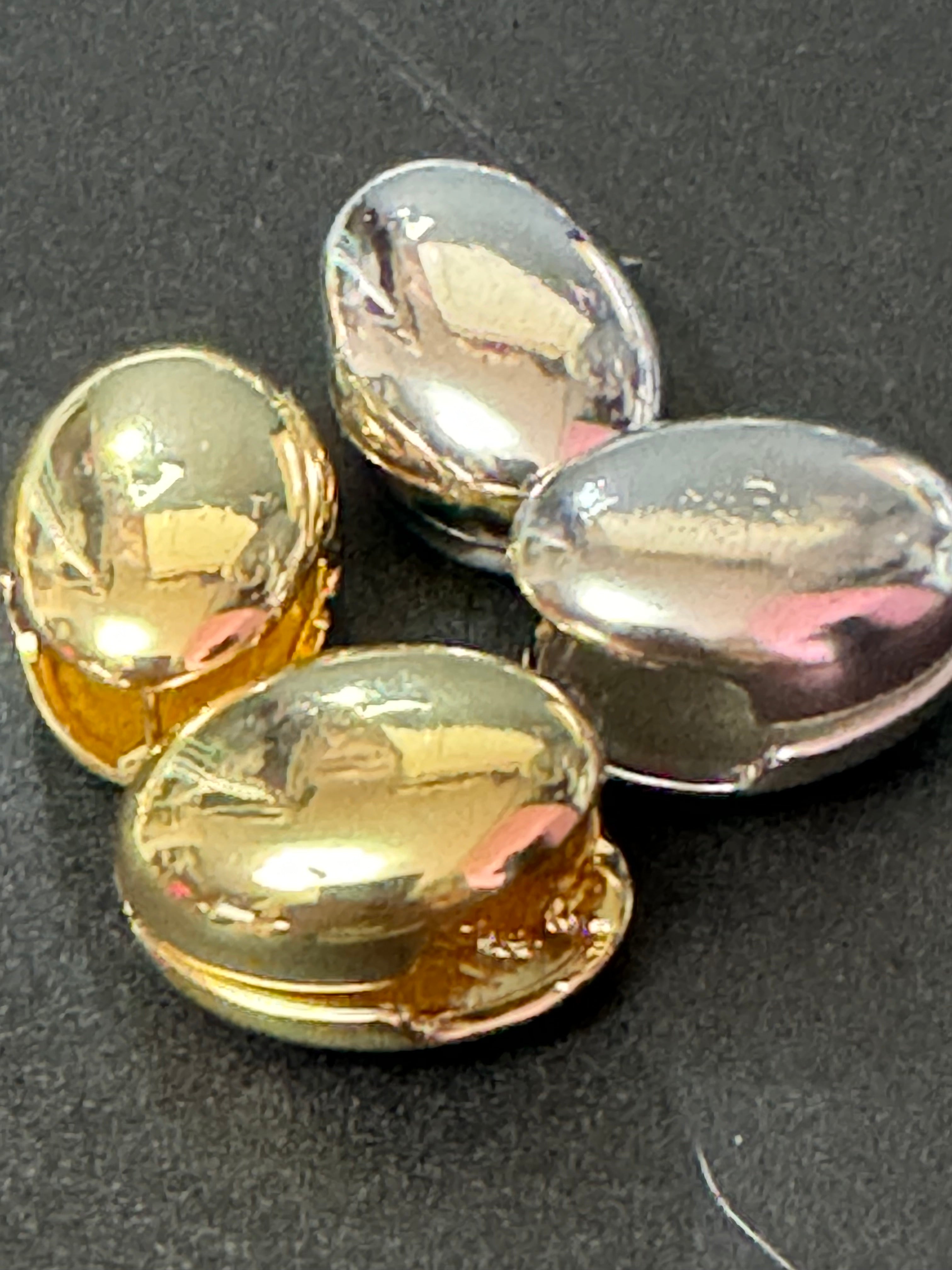 Mirror shine 2cm oval gold or silver tone pebble earrings for pierced ears