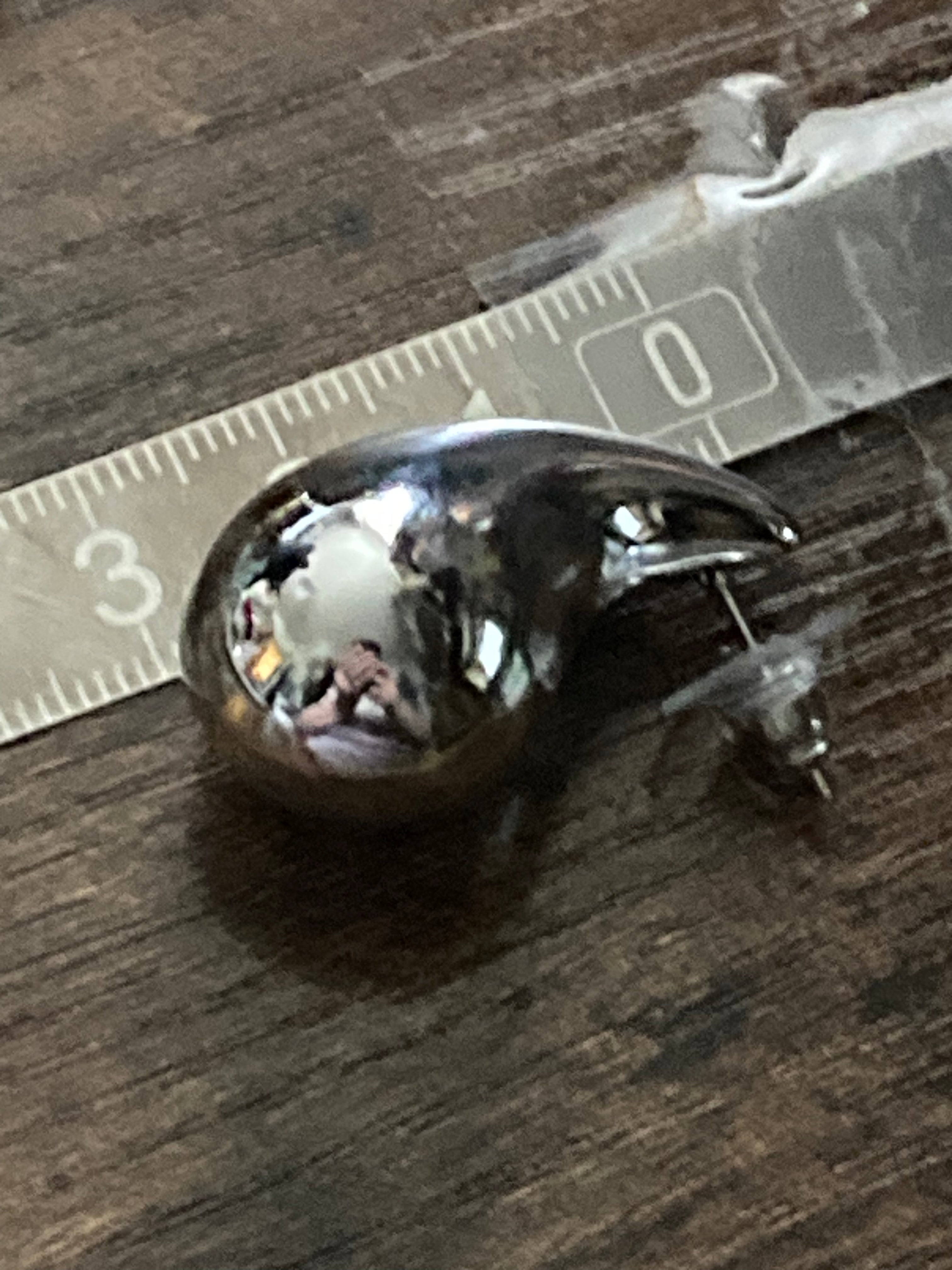 Silver tone oversized high sheen dome earrings comma teardrop shaped