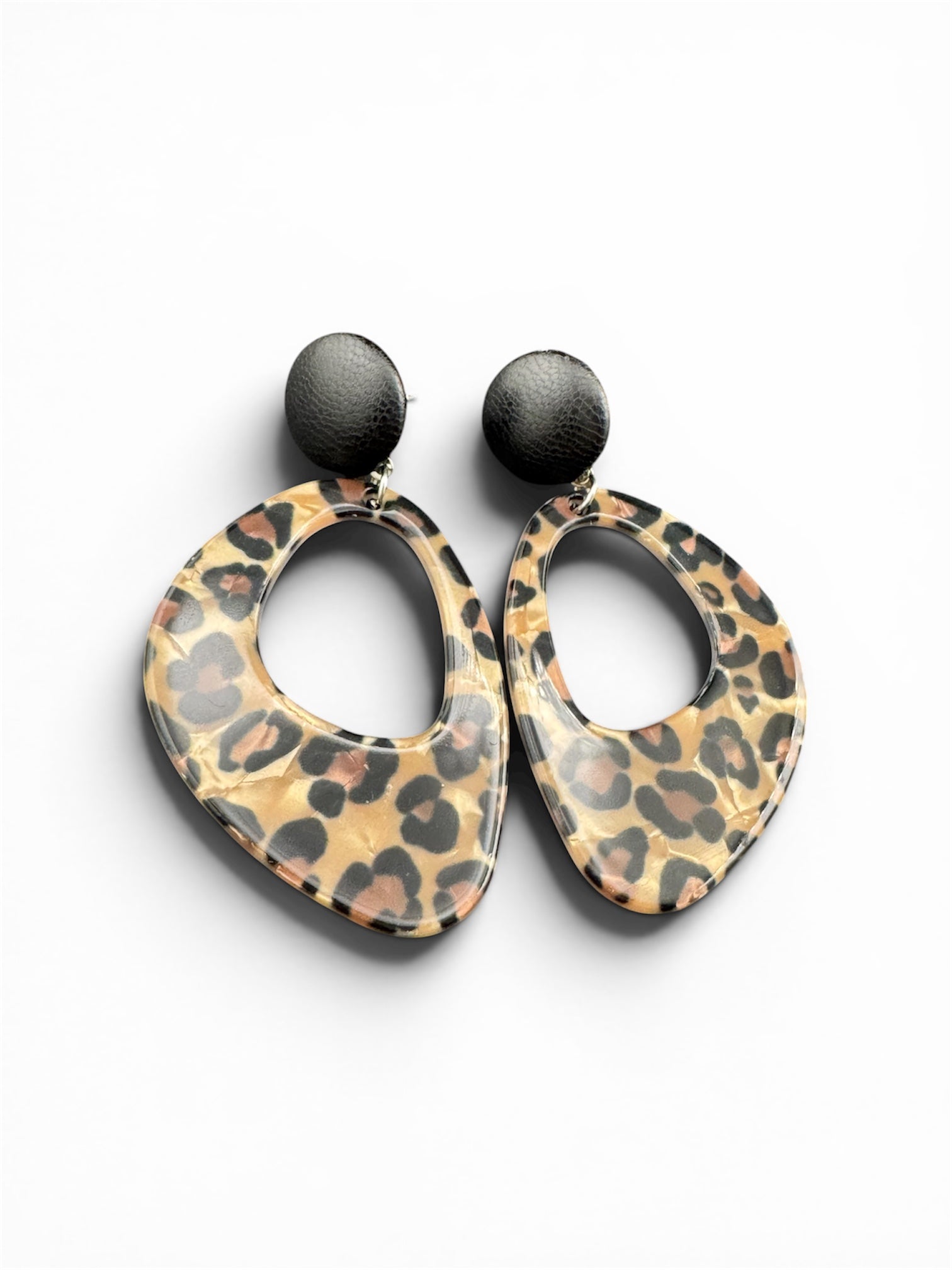 Big tortoiseshell dangly drop earrings