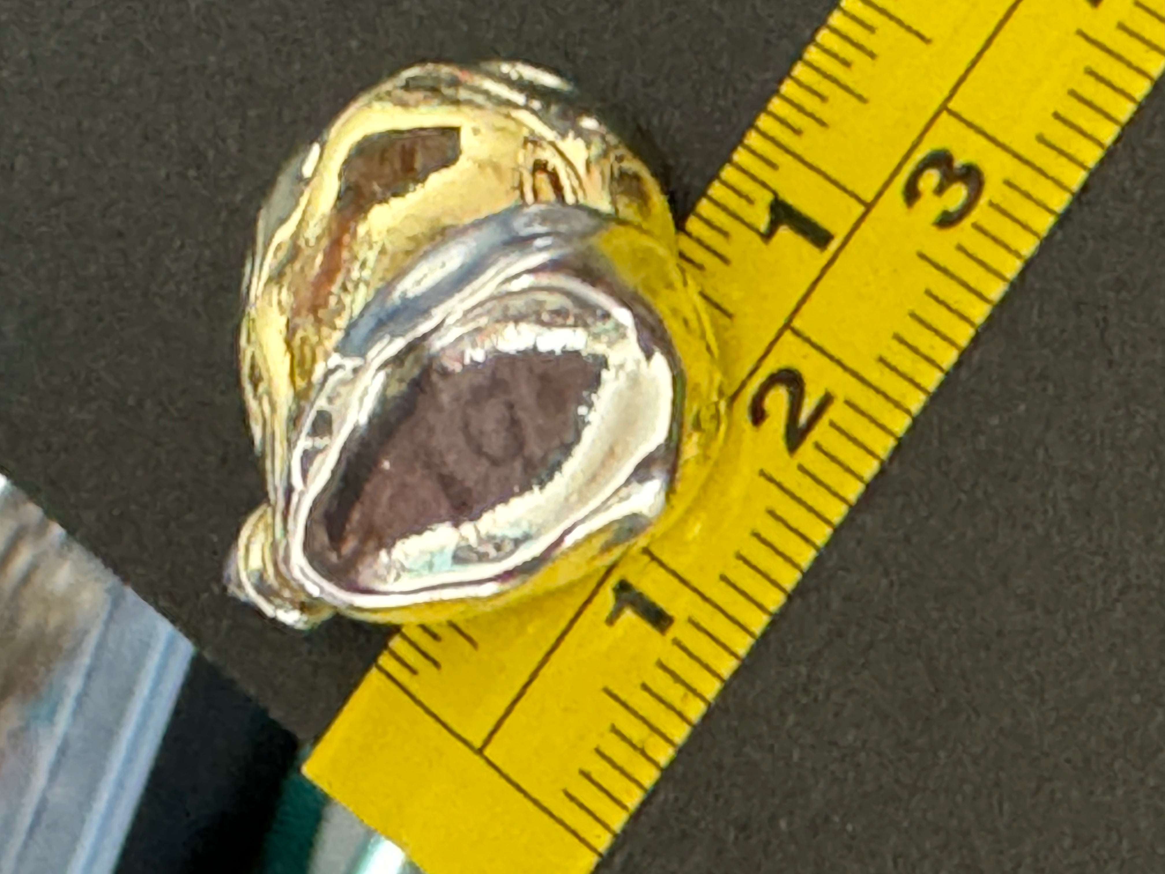 Small silver and gold statement Textured oval pierced stud earrings