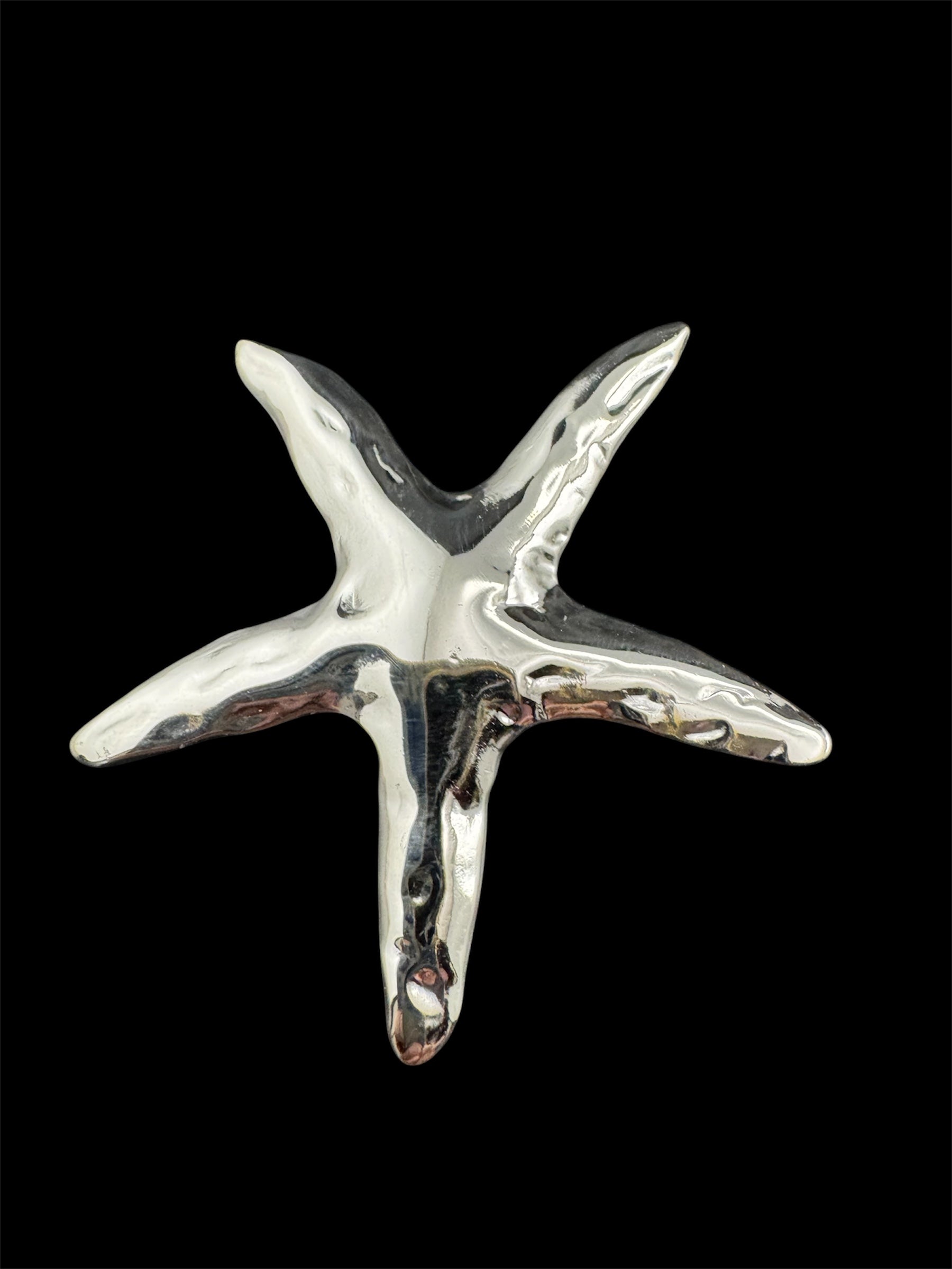 Big starfish brooch in gold or silver, nautical jewellery