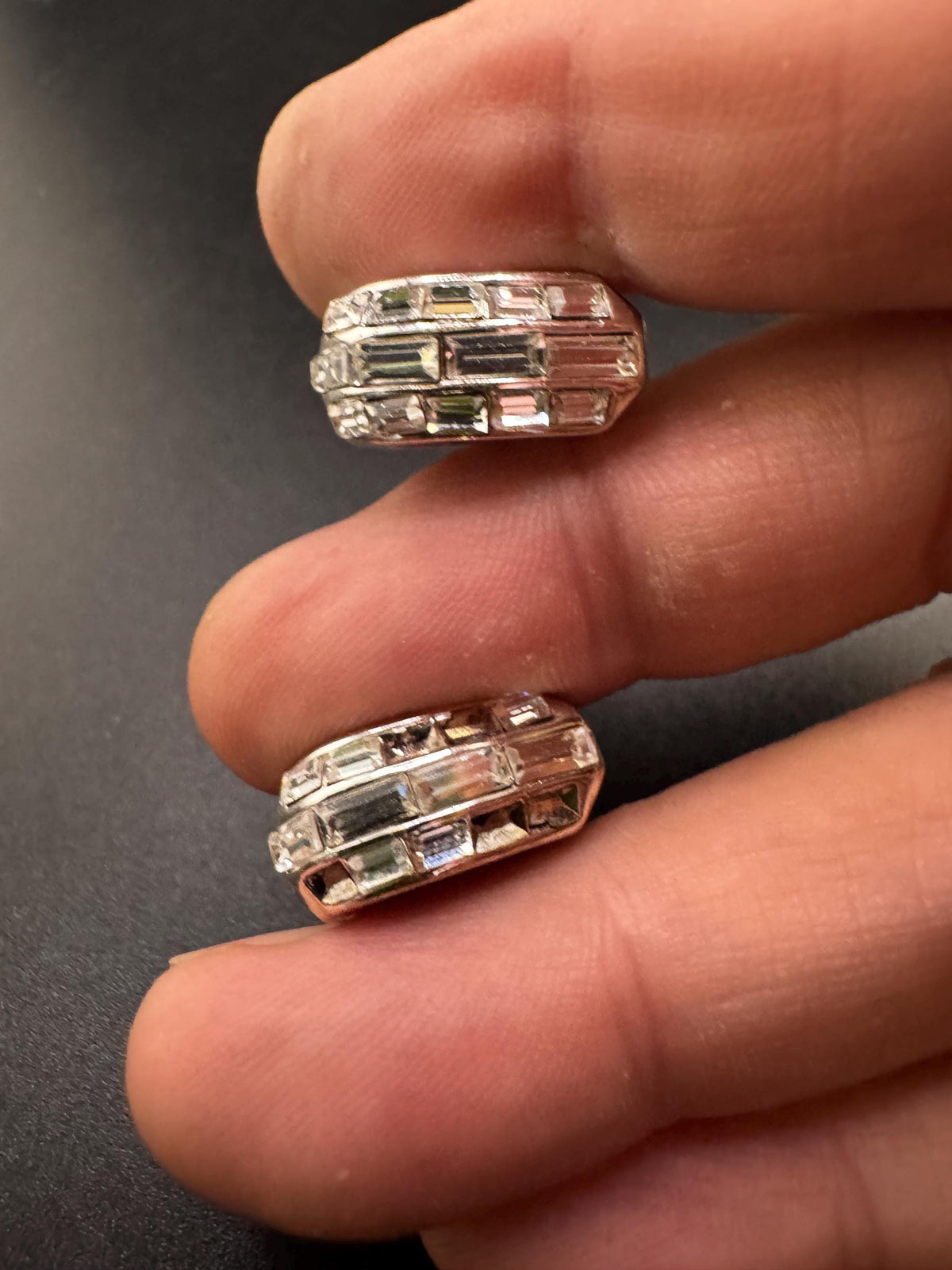 Vintage Givenchy Earrings, Hoop Clip-Ons, Crystal, Silver-Plated