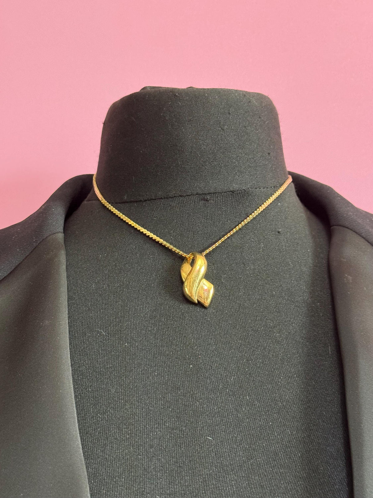 Vintage Gold Pendant Necklace | Signed GROSSE Serpentine Chain 44Cm