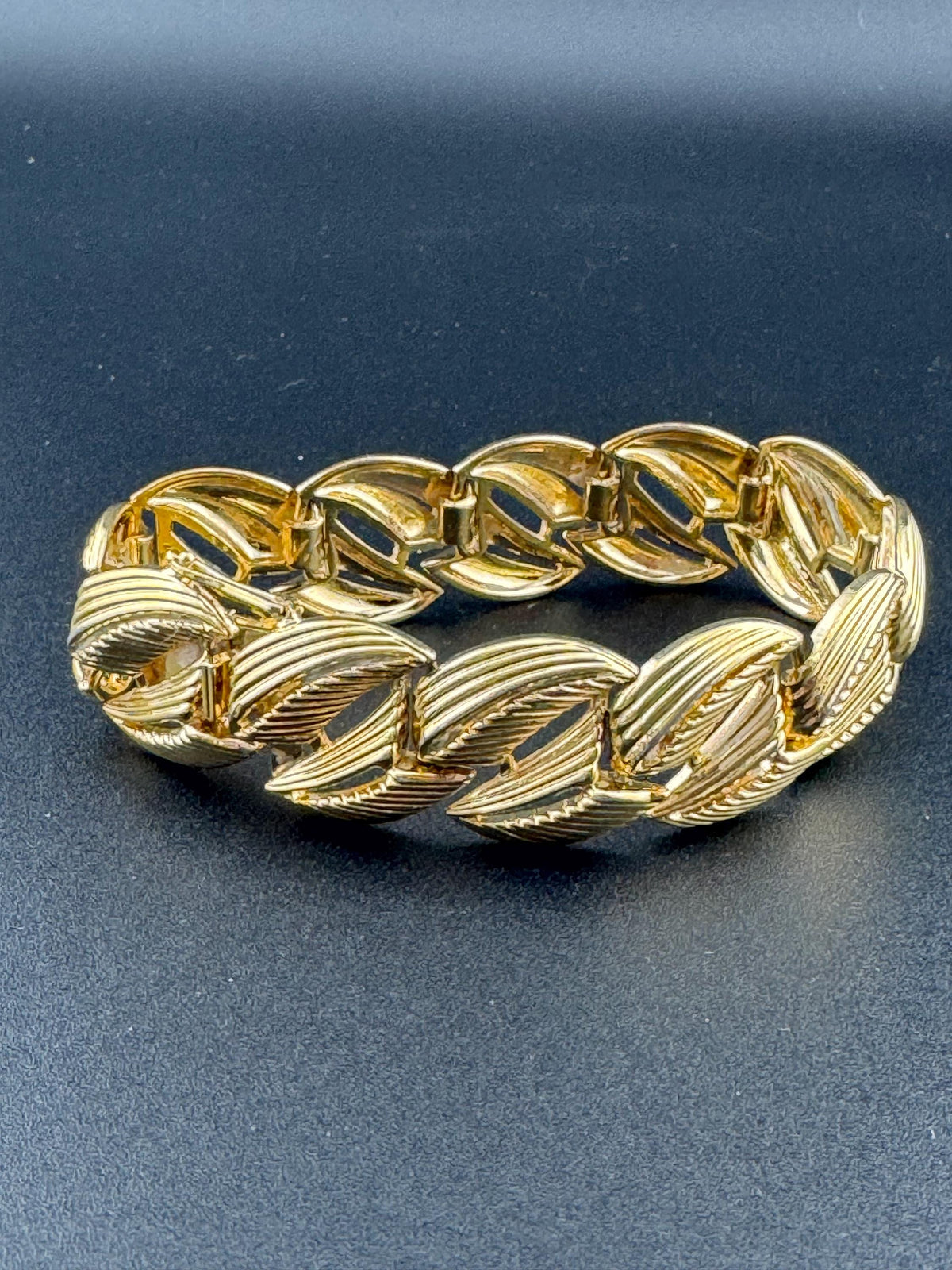 Grosse Gold Bracelet, Signed Vintage Panel Cuff, 19.5Cm