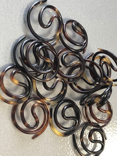 Antique 2.5cm hair screws Faux Tortoiseshell French art deco plastic hair twists