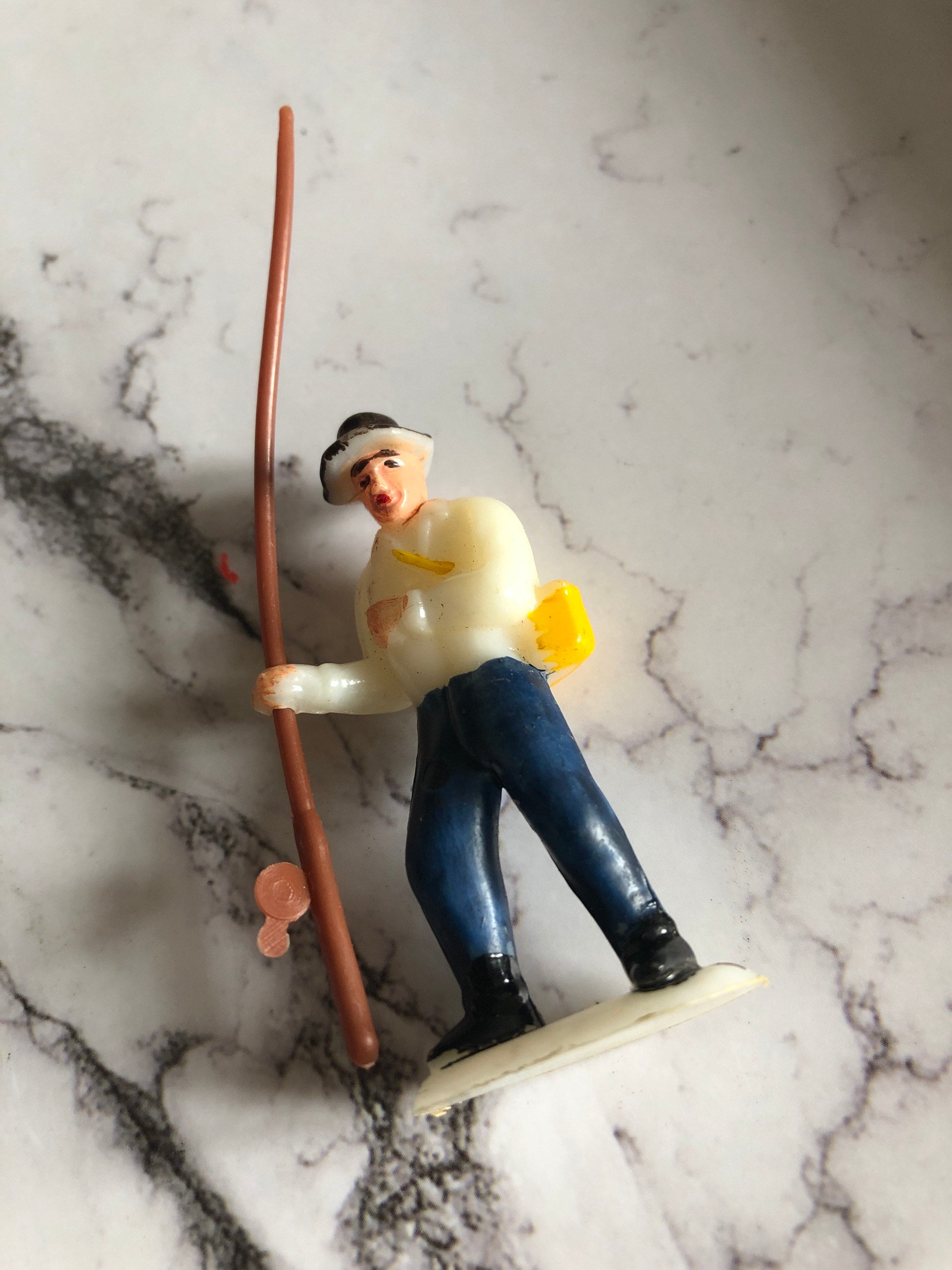 Vintage Fisherman Cake Topper: Retro Birthday Father's Day Decoration