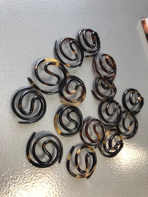 Antique 2.5cm hair screws Faux Tortoiseshell French art deco plastic hair twists