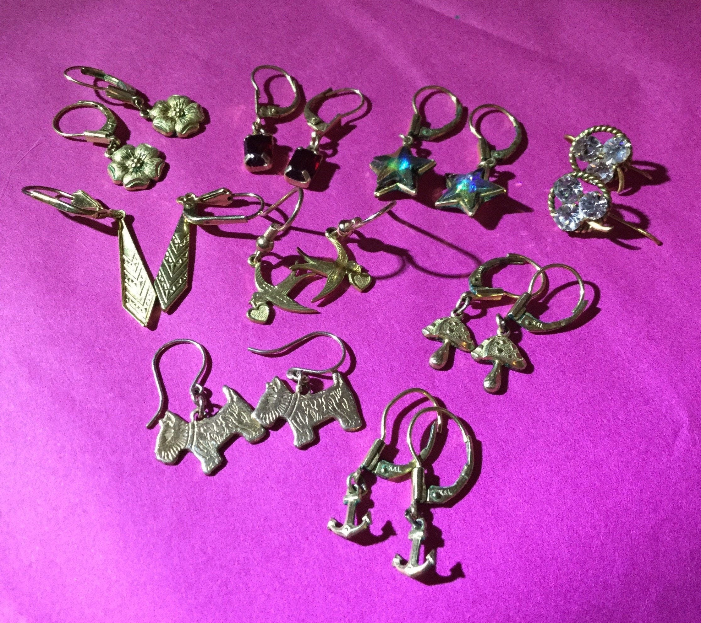 RG rolled gold anchor earrings small drop for pierced ears nautical