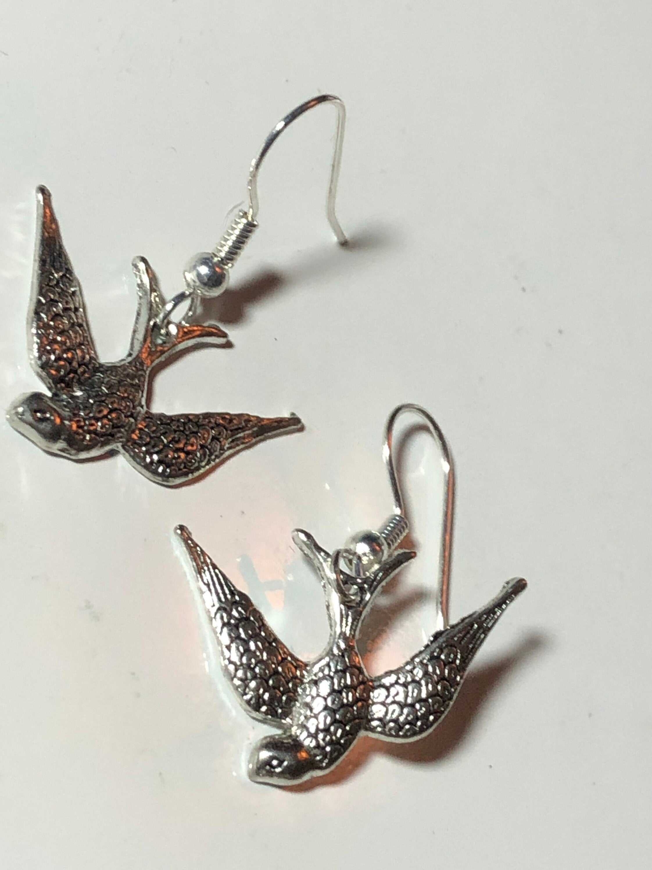 1950s style bluebird bird swallow earrings pierced ears