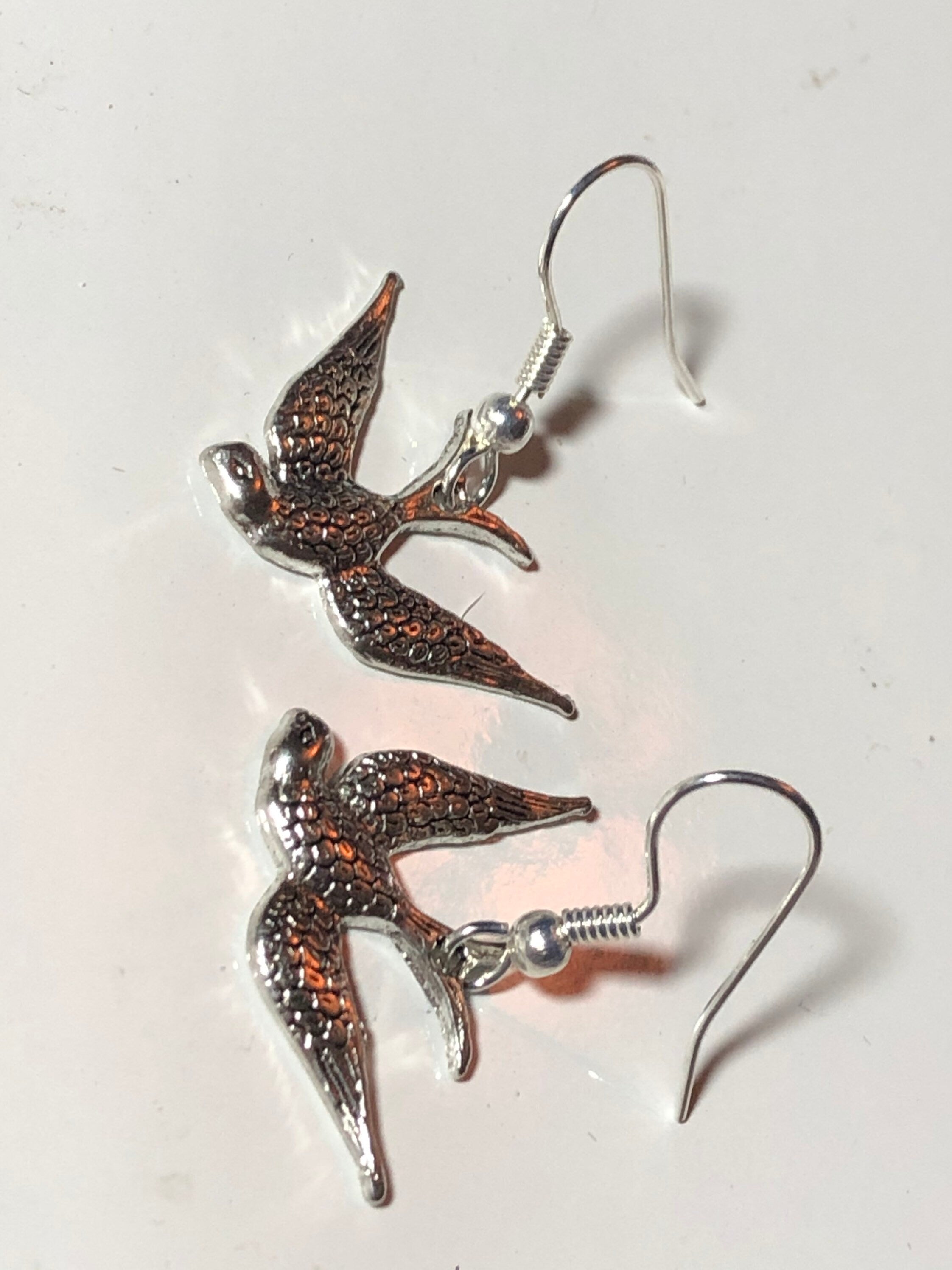 1950s style bluebird bird swallow earrings pierced ears