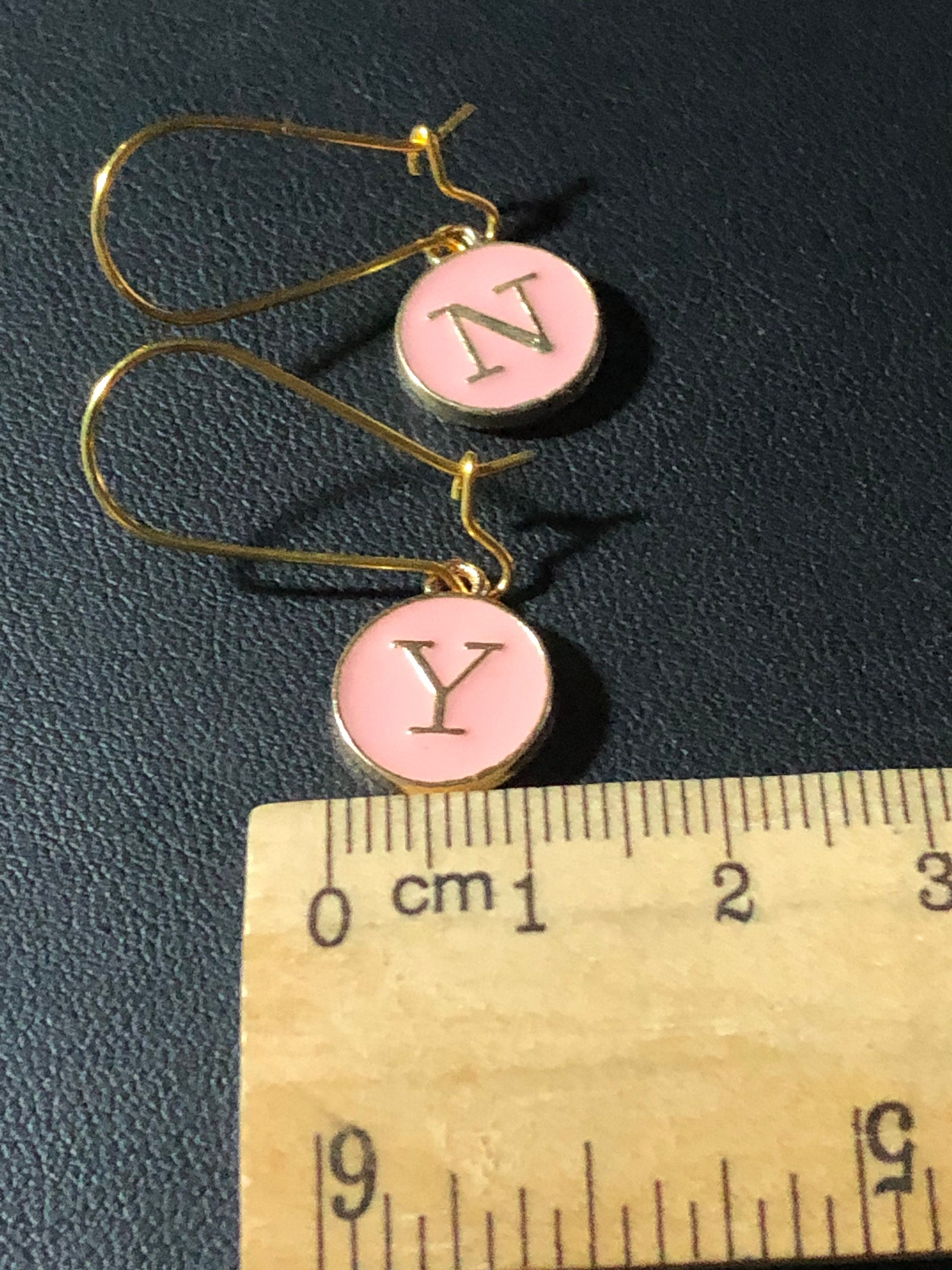 Novelty sexy yes no earrings pink enamel gold tone