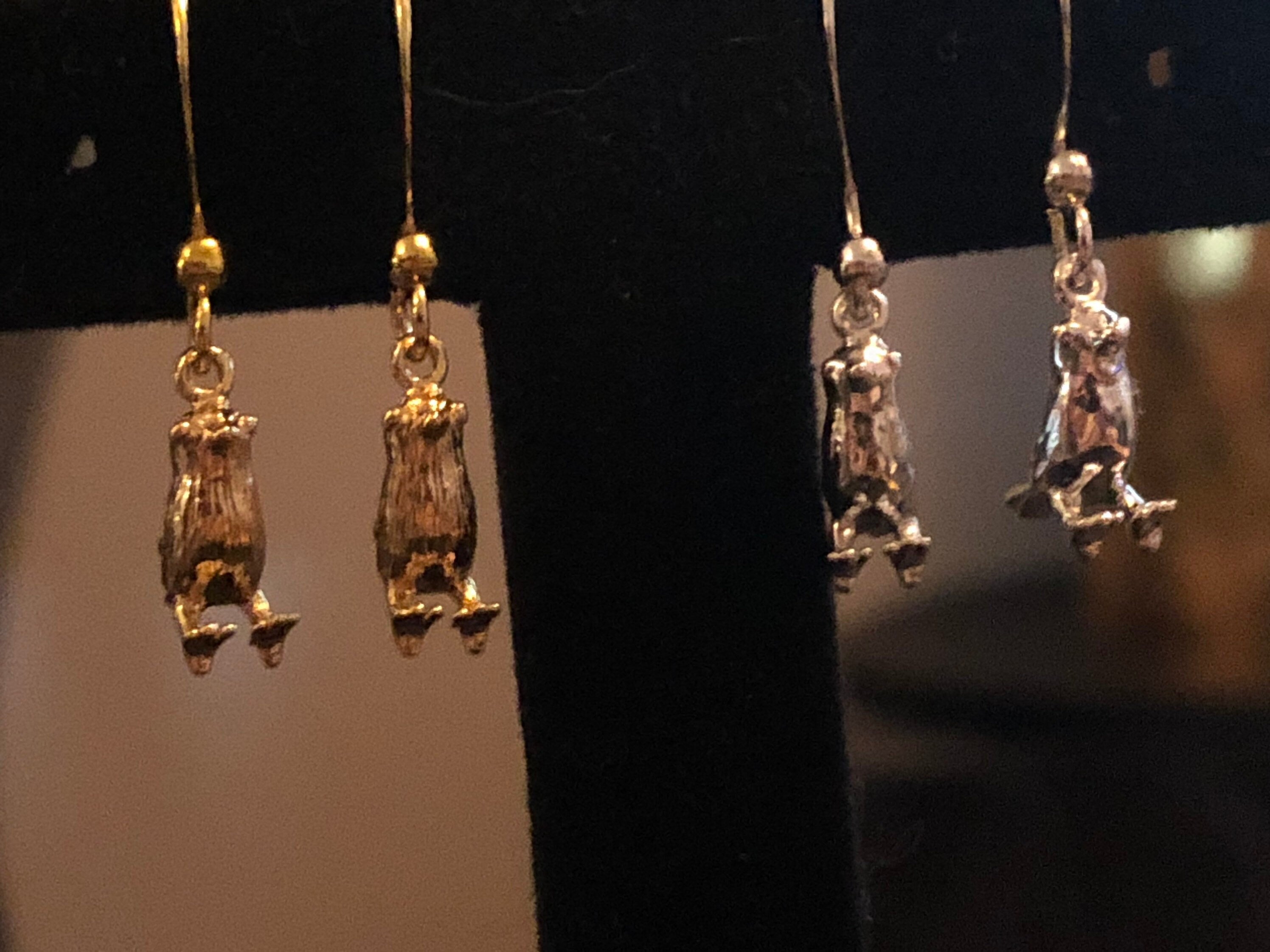 small silver plated garden bird sparrow earrings for pierced ears