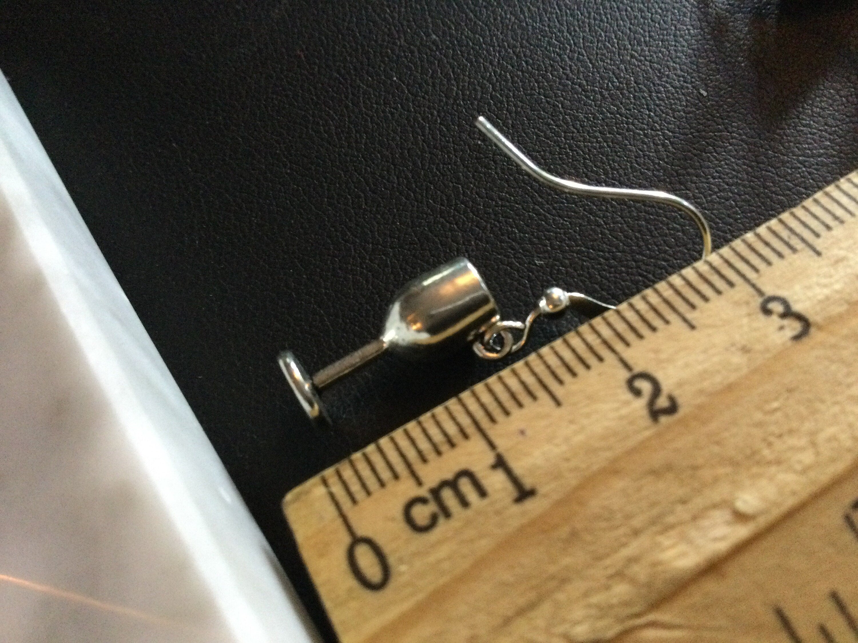 Novelty wine glass goblet small silver drop earrings