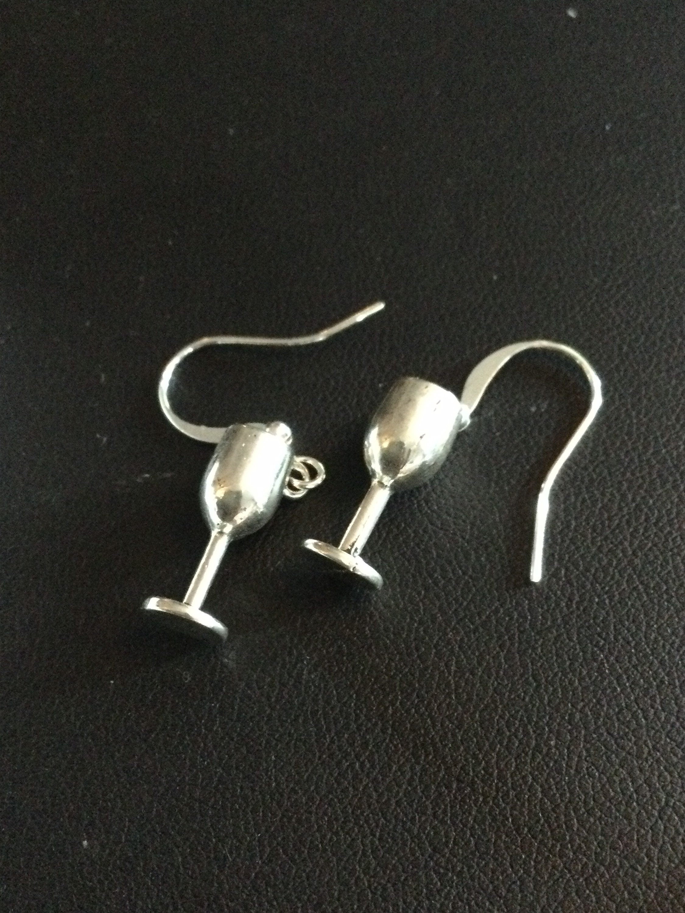 Novelty wine glass goblet small silver drop earrings