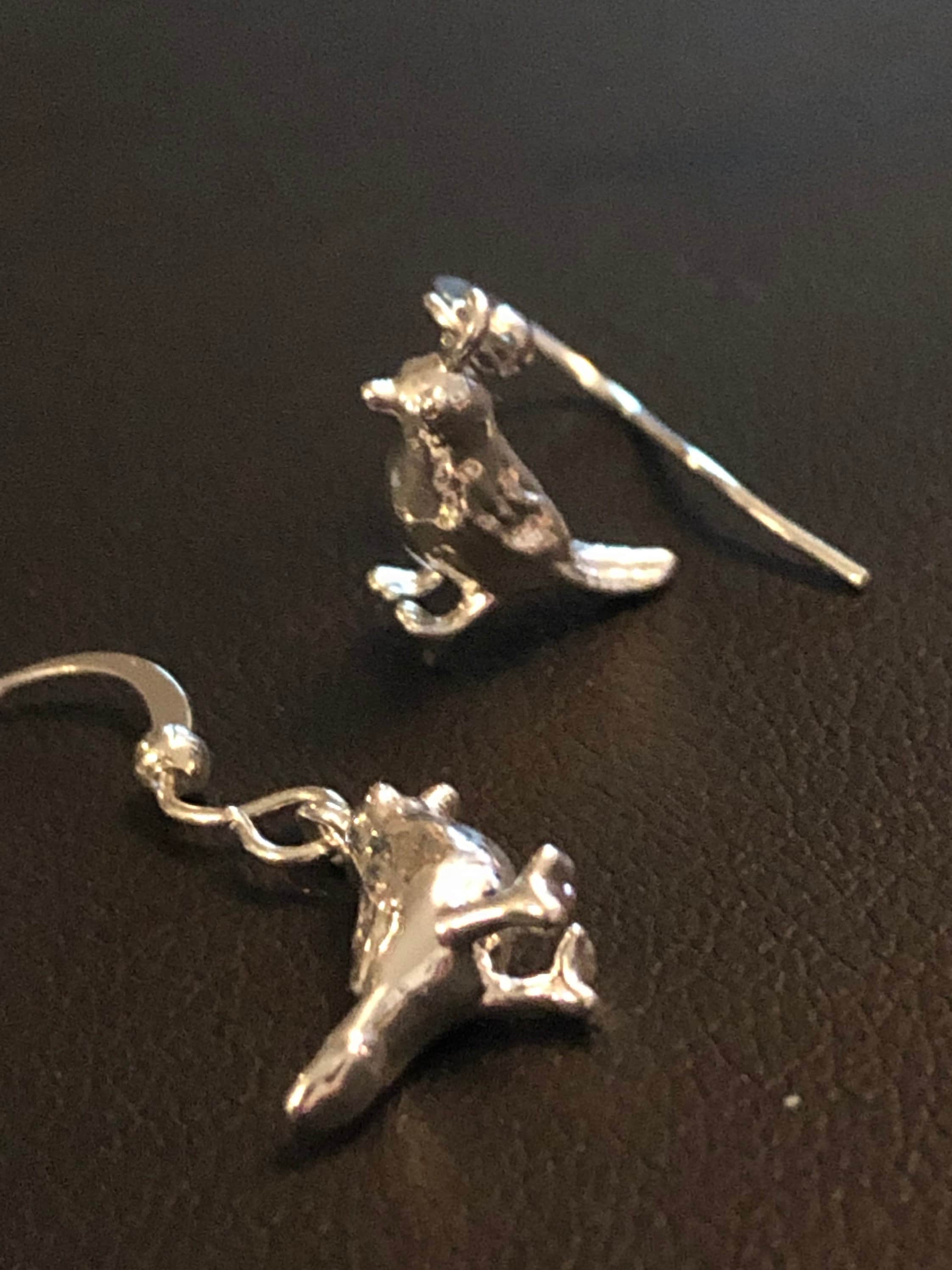 small silver plated garden bird sparrow earrings for pierced ears