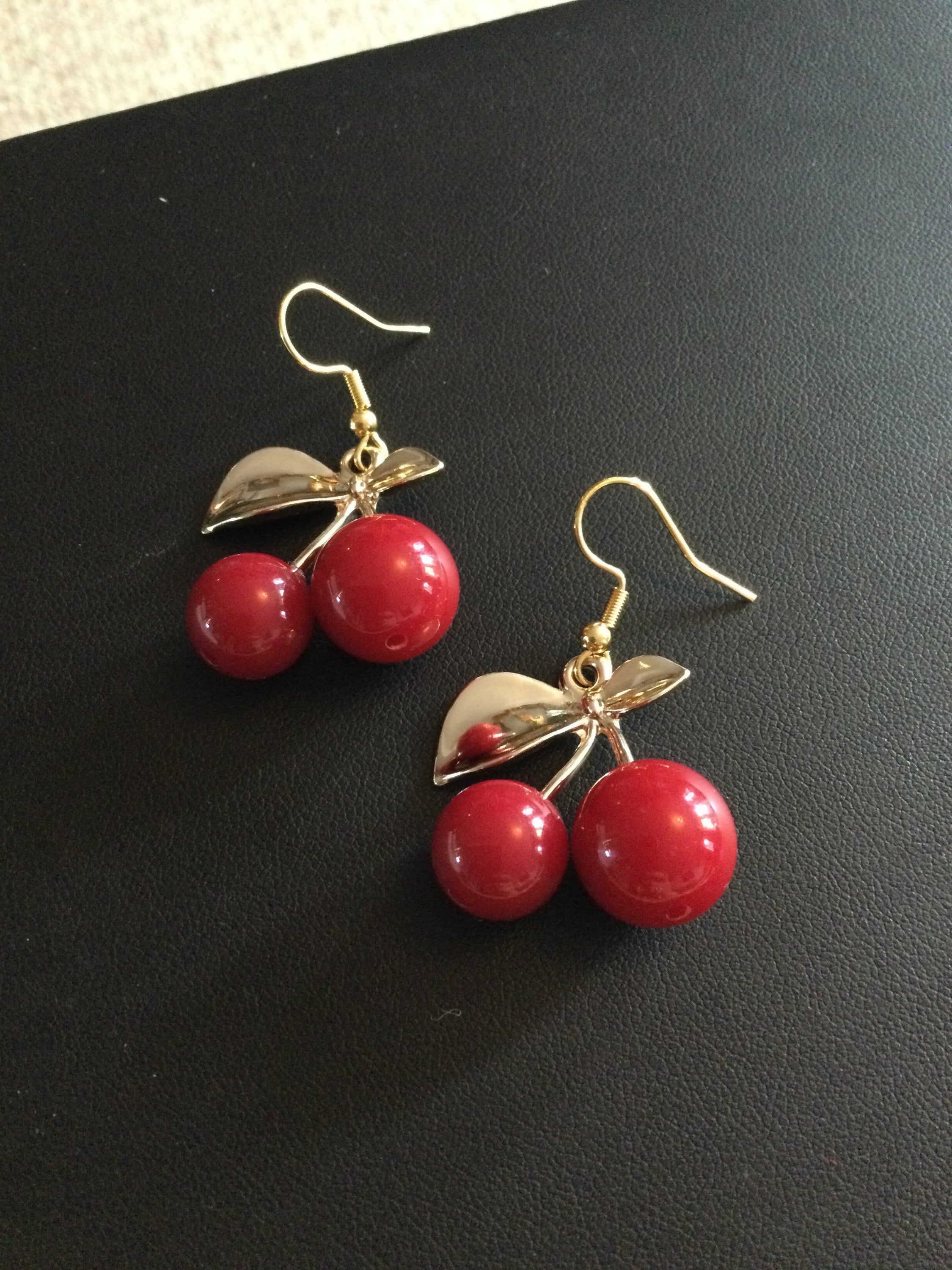 Novelty red and silver Fairy toadstool drop earrings for pierced ears