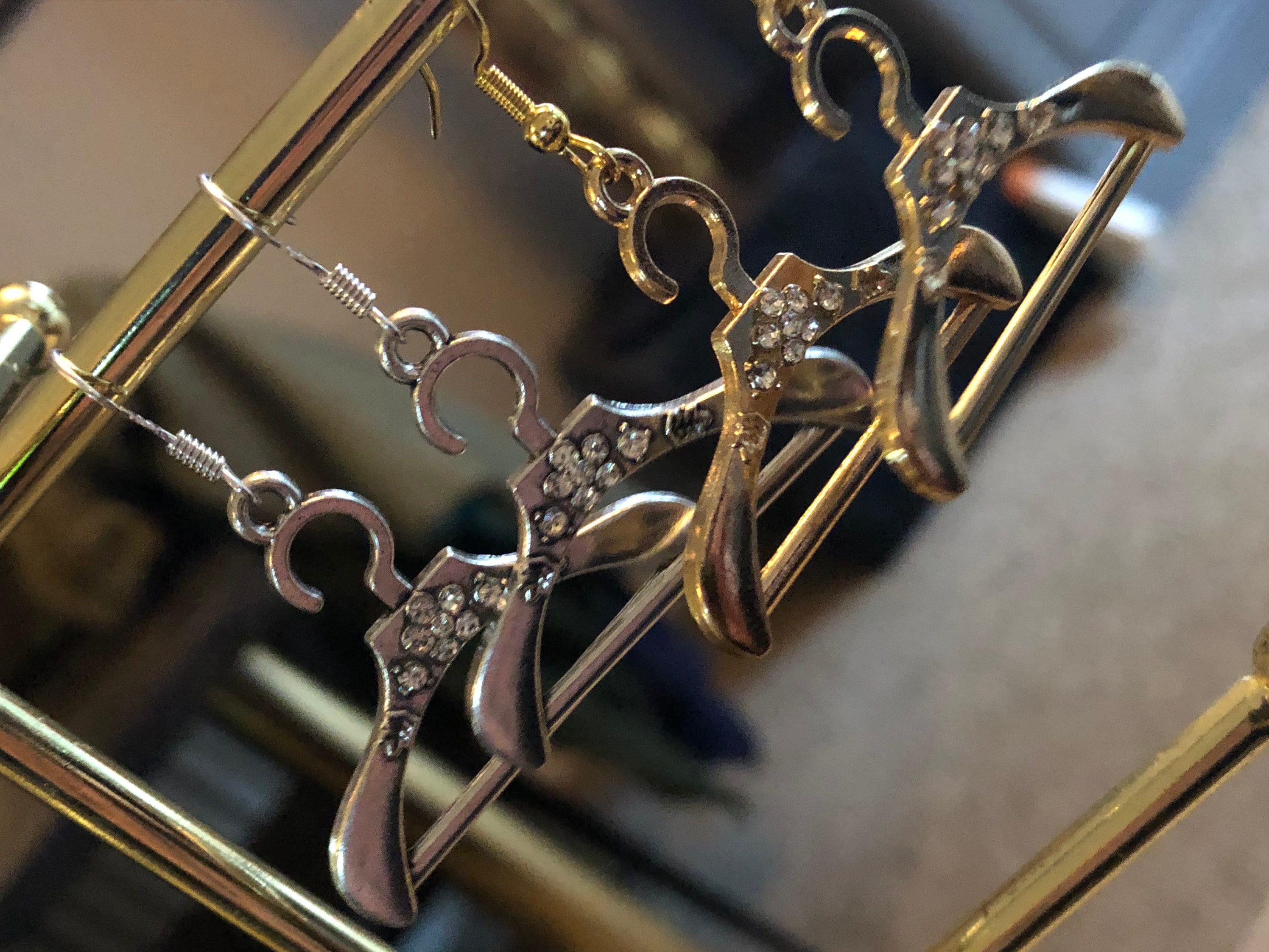 silver envelope drop earrings metal articulated opening for pierced ears