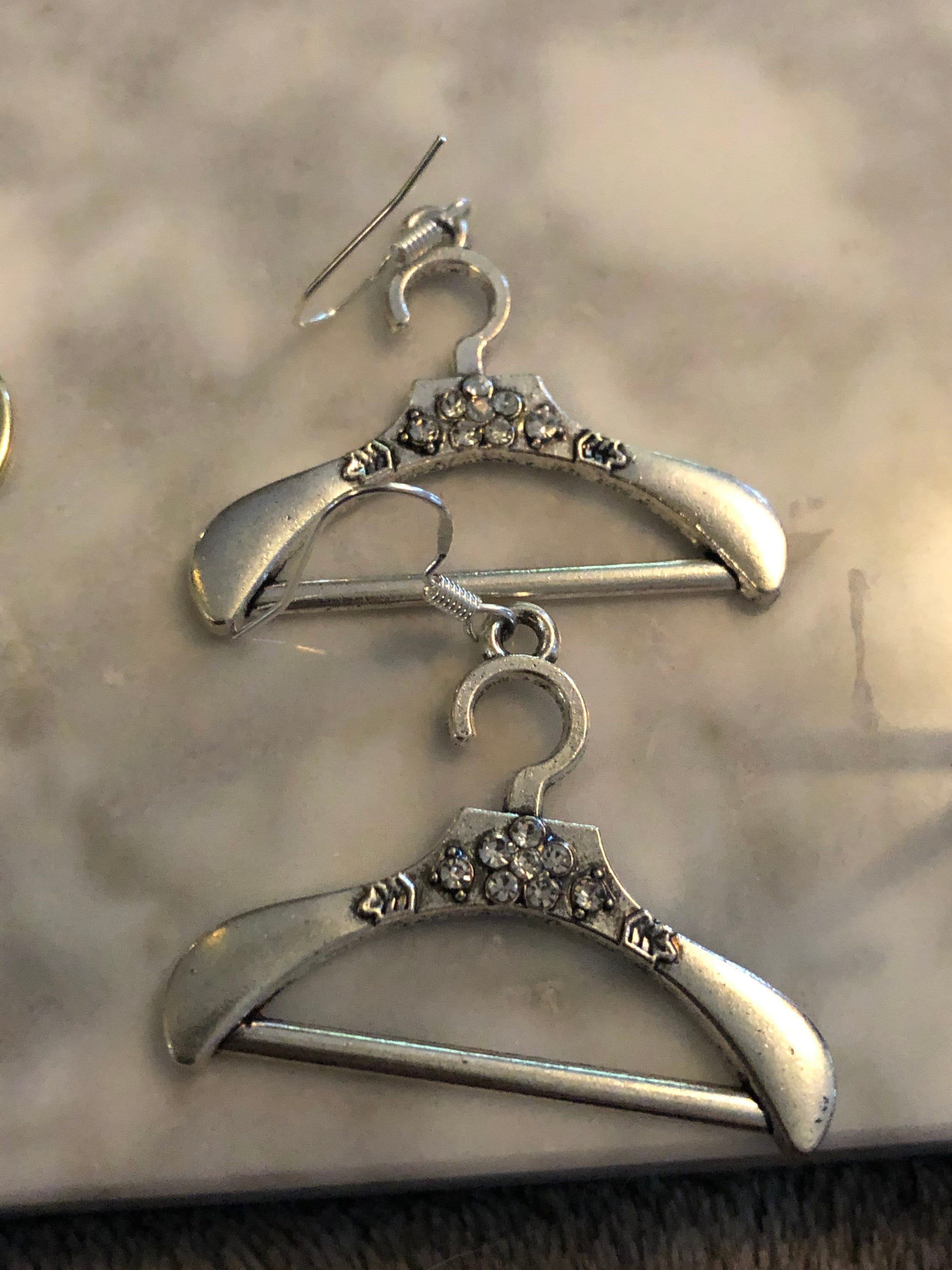 diamanté coat hanger drop earrings for pierced ears