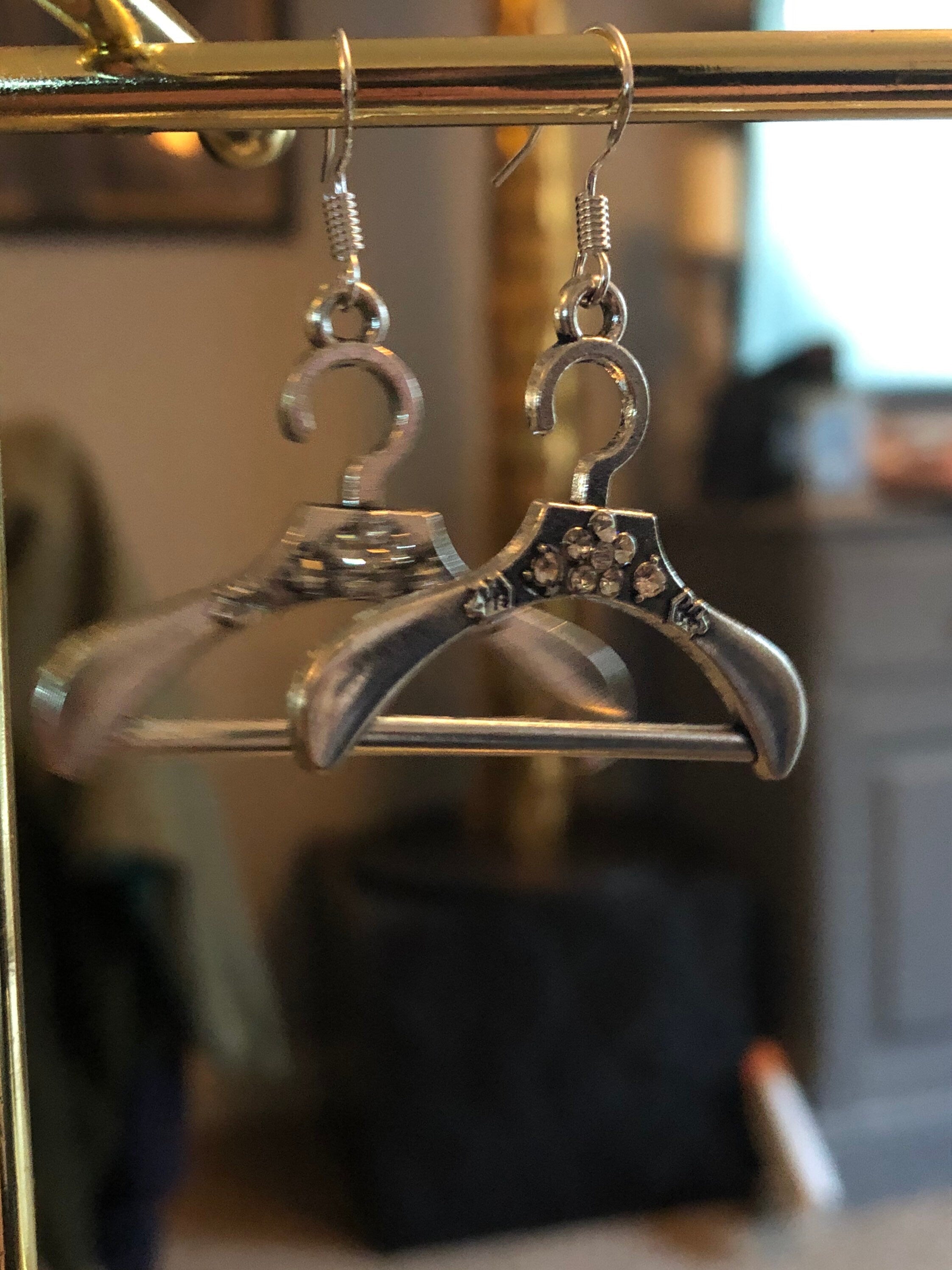 diamanté coat hanger drop earrings for pierced ears