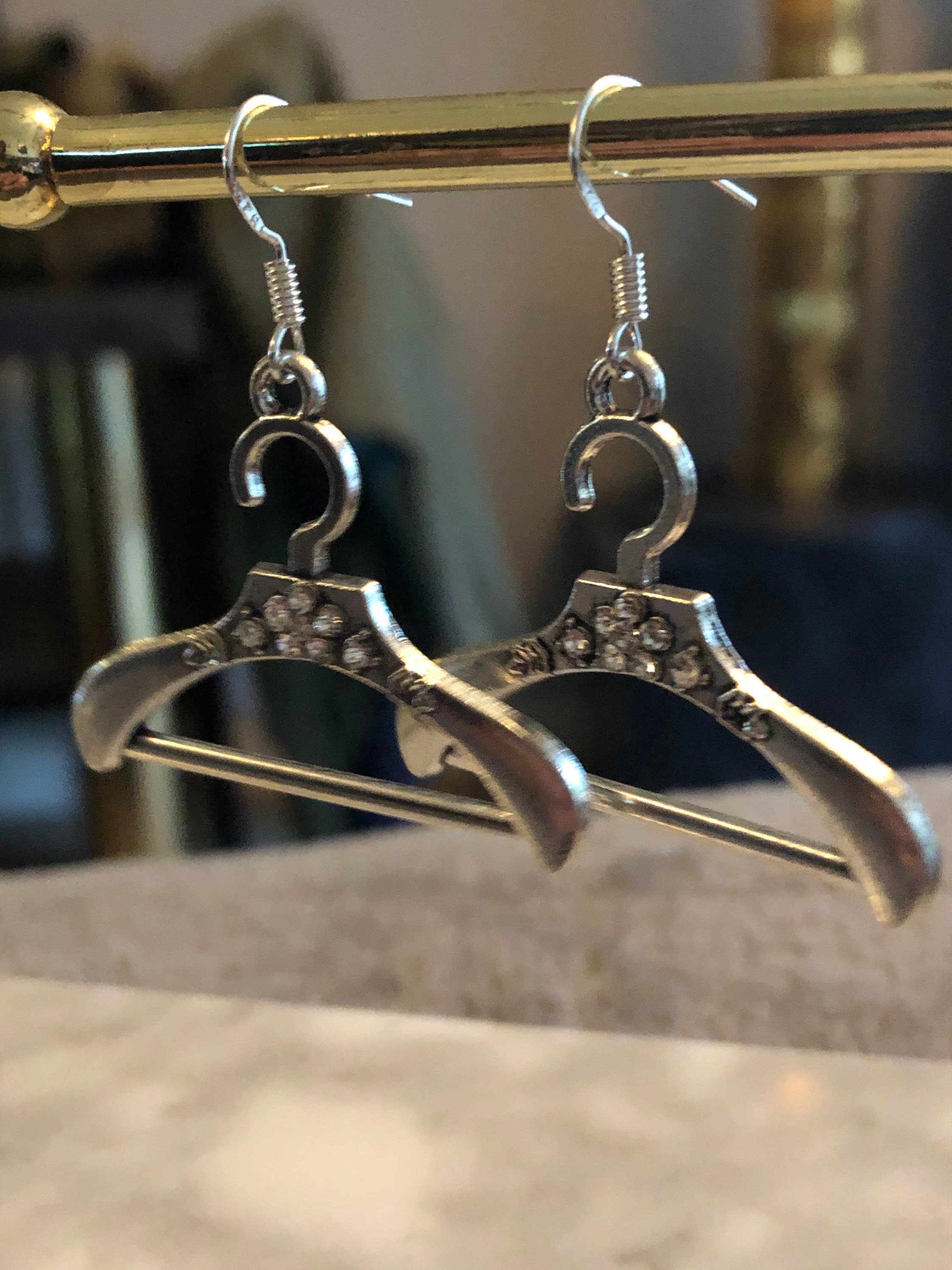 diamanté coat hanger drop earrings for pierced ears