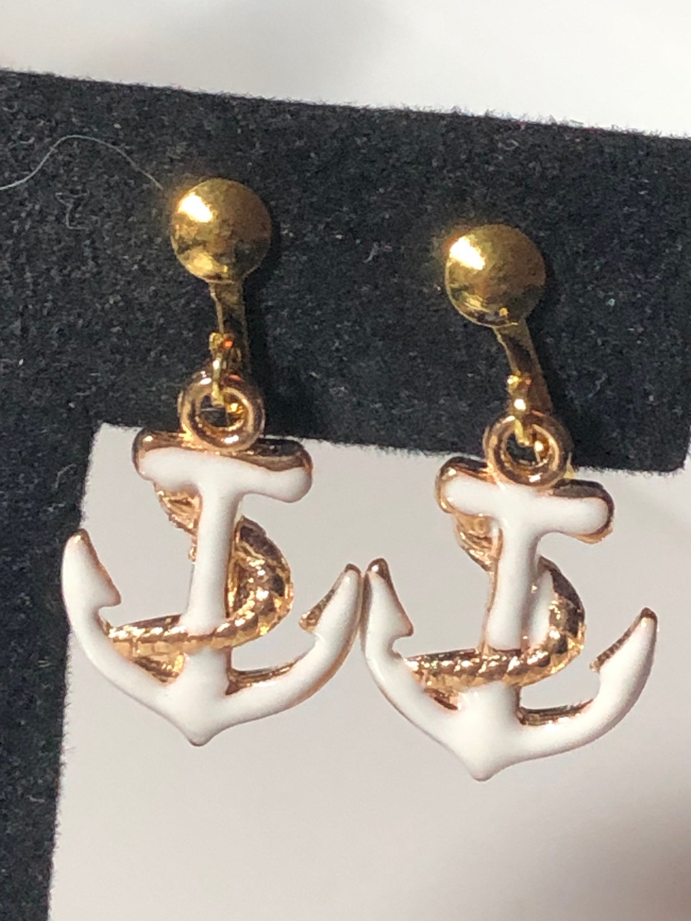 Nautical silver metal lighthouse dangly earrings pierced ears