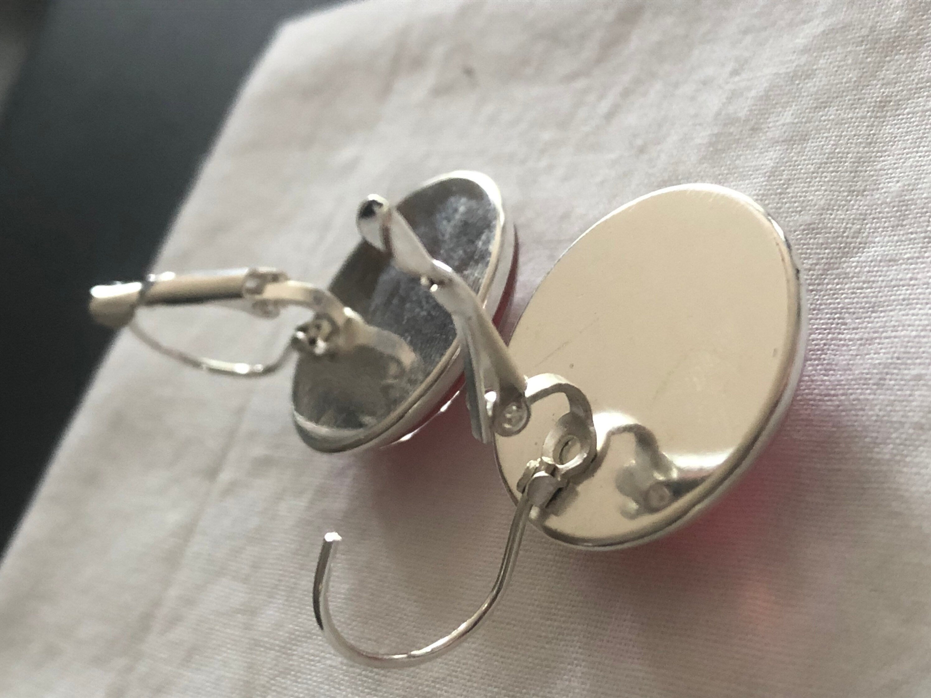 20mm Silver Brown glass animal Leopard print drop earrings