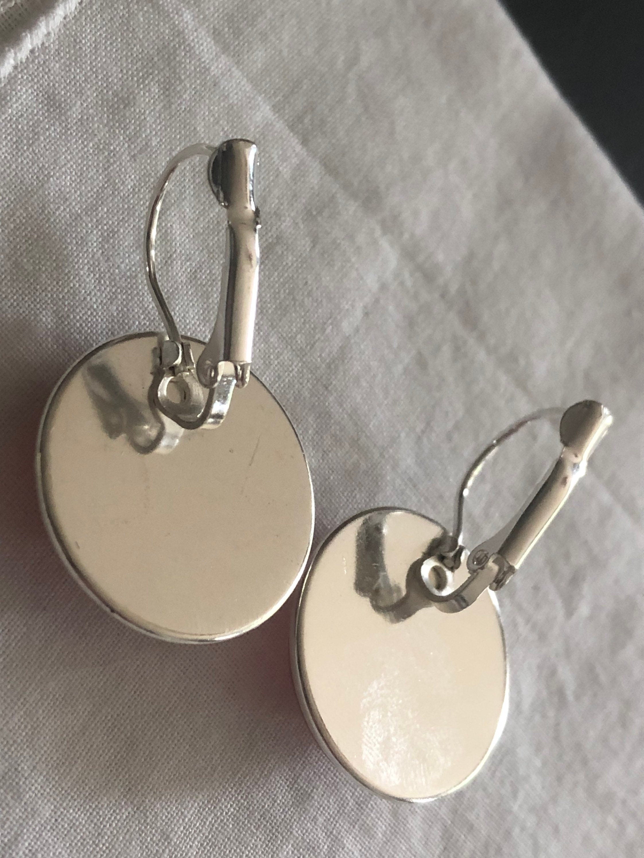 20mm Silver Brown glass animal Leopard print drop earrings