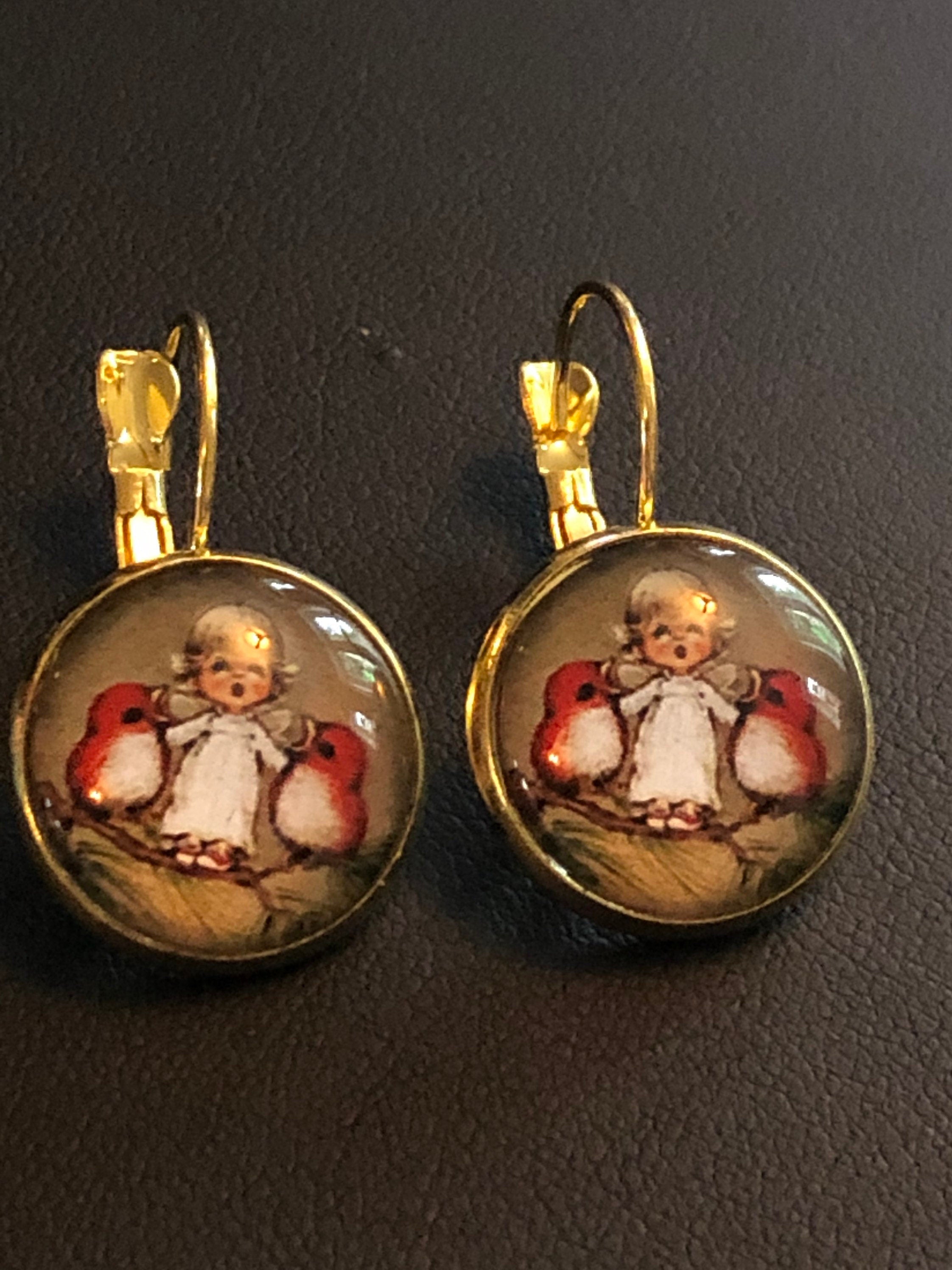 girl & robin Christmas drop earrings stocking filler
