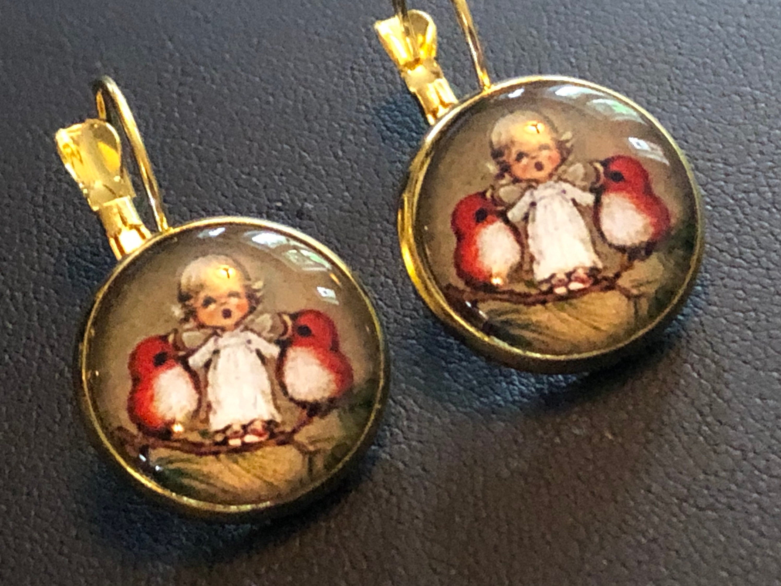 girl & robin Christmas drop earrings stocking filler