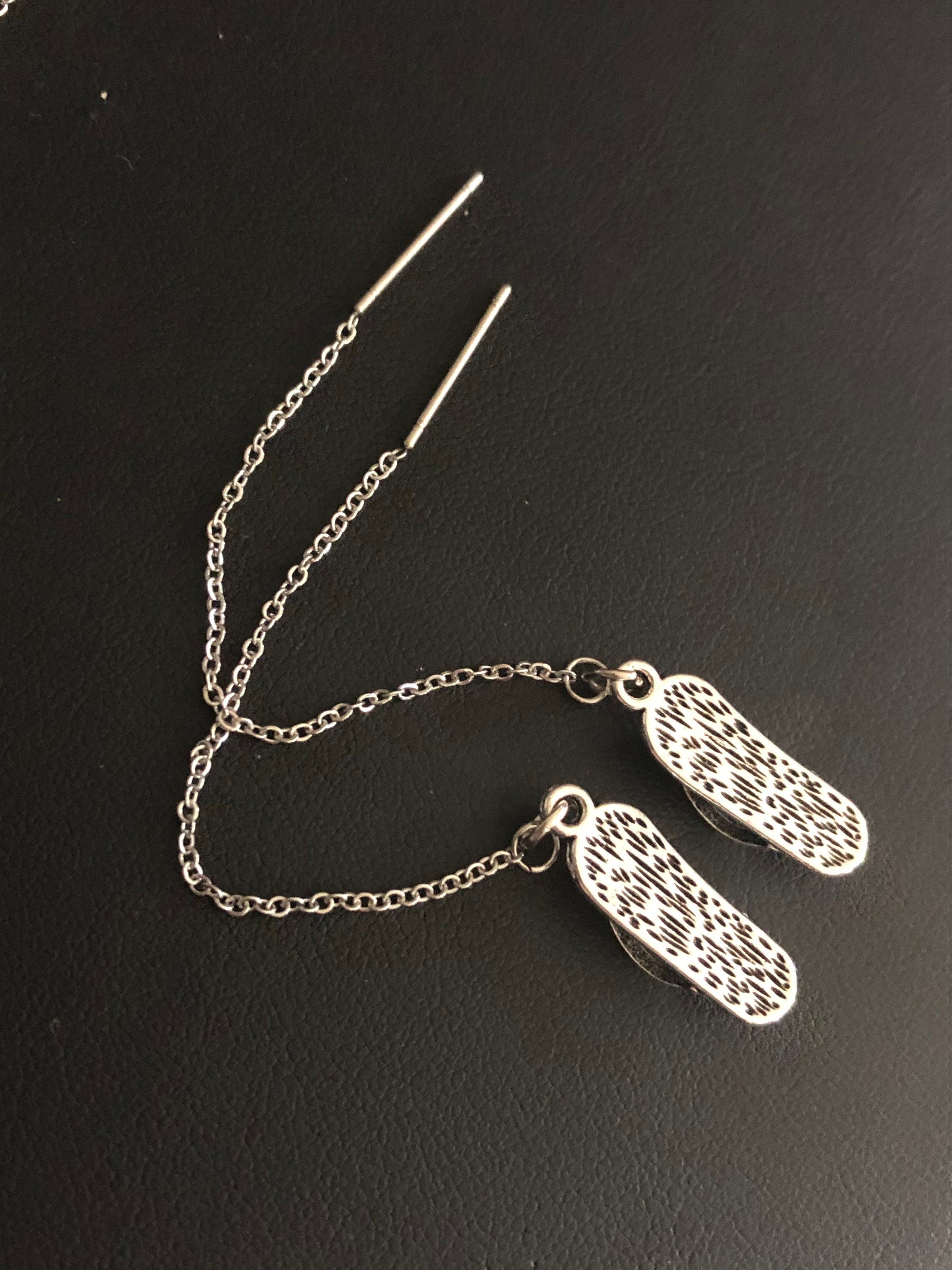 Silver tone summer holiday novelty flip flop shoes drop earrings