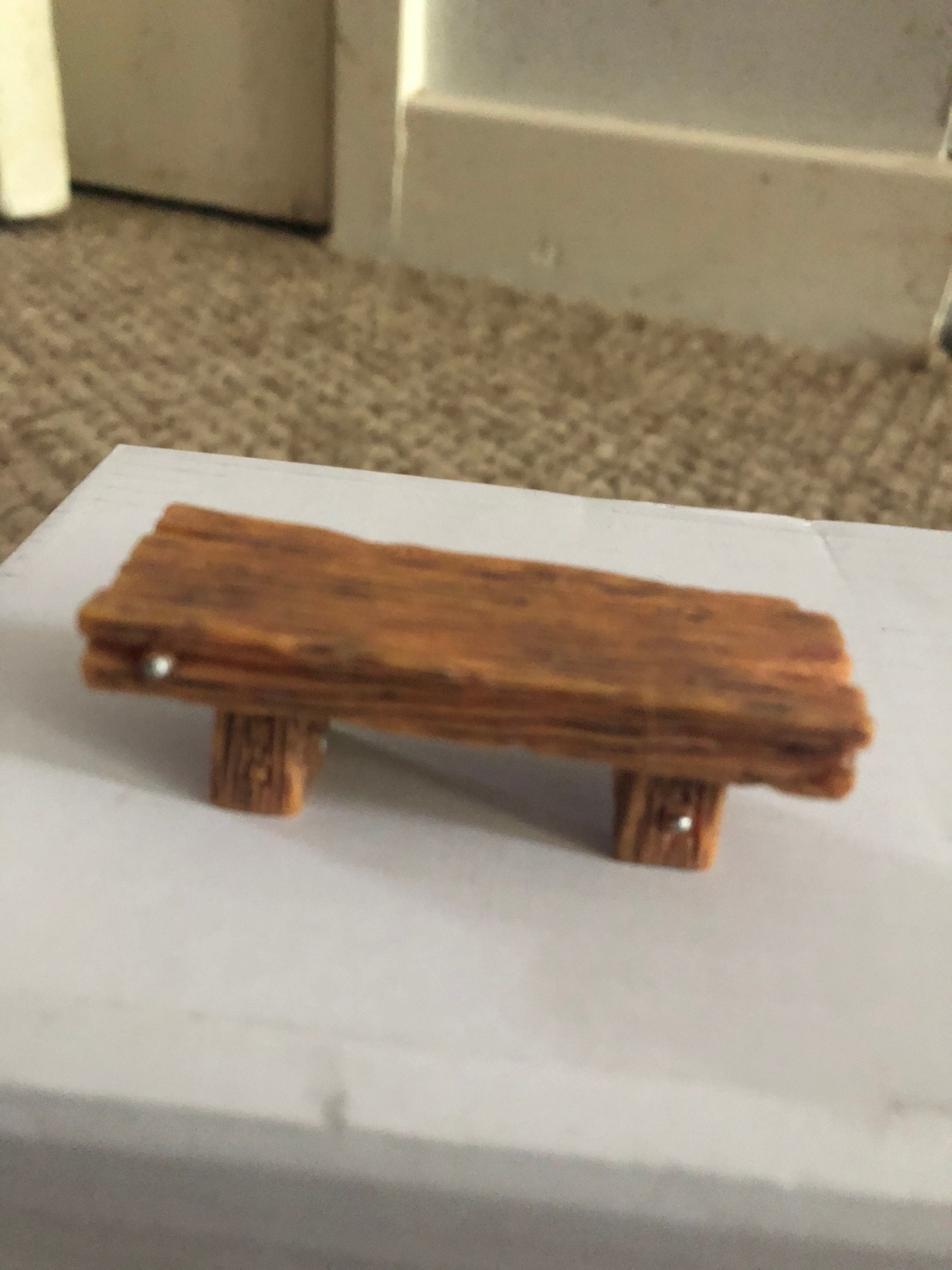 MID BROWN Miniature Resin Cake topper rustic faux wooden bench seat cake decoration