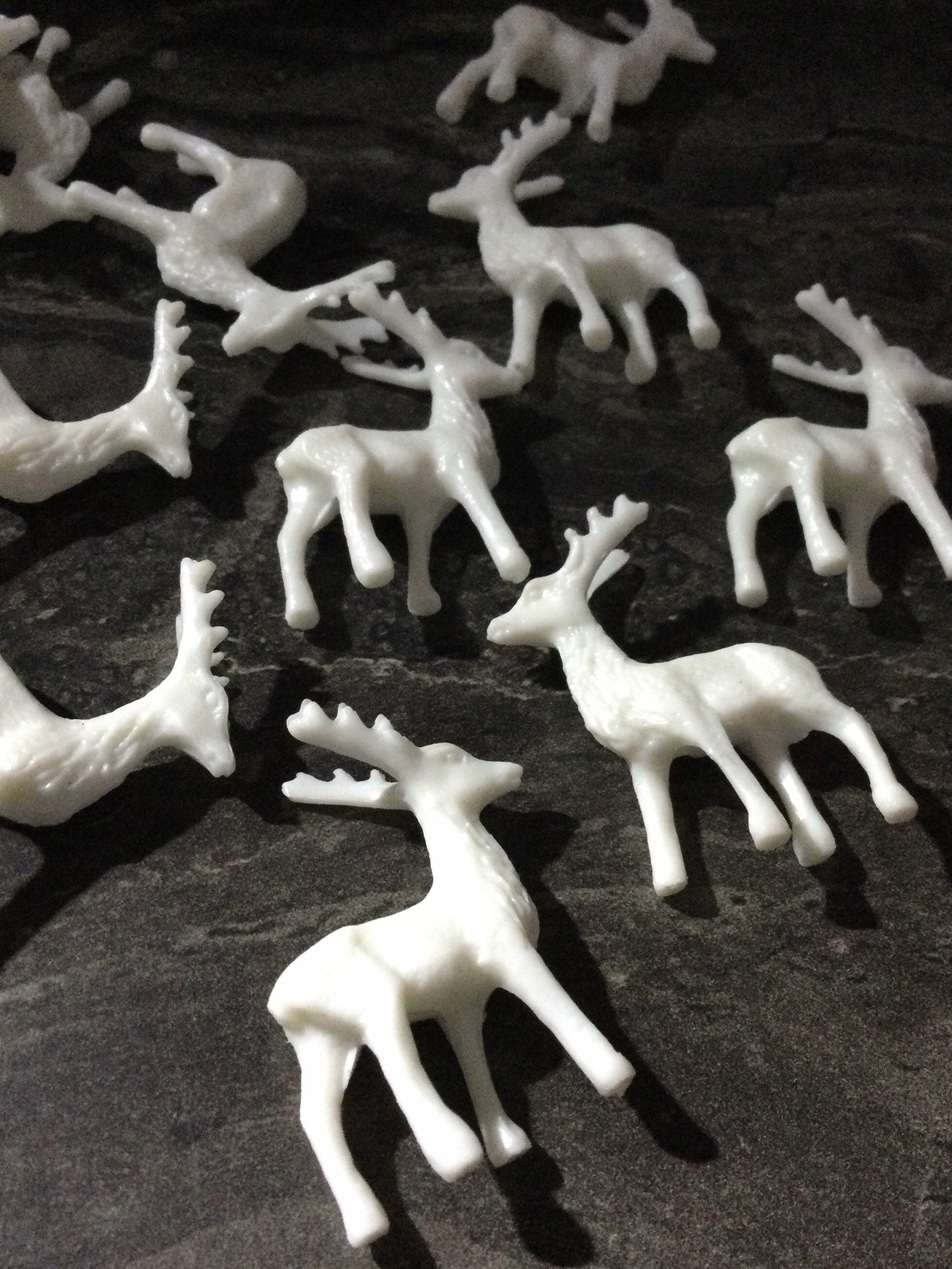 White Reindeer Cake Topper: Plastic Stag Animal Decoration