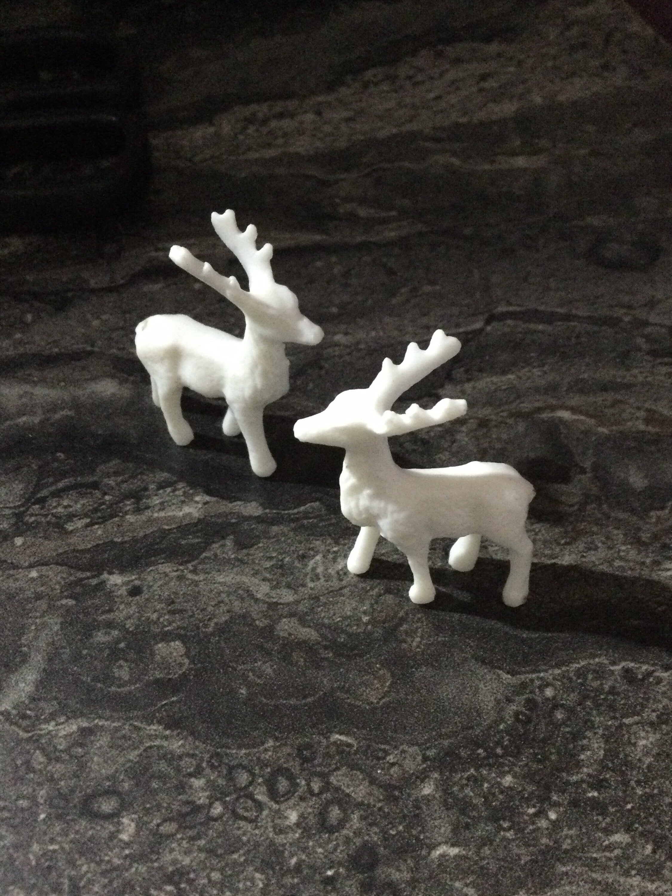 White Reindeer Cake Topper: Plastic Stag Animal Decoration