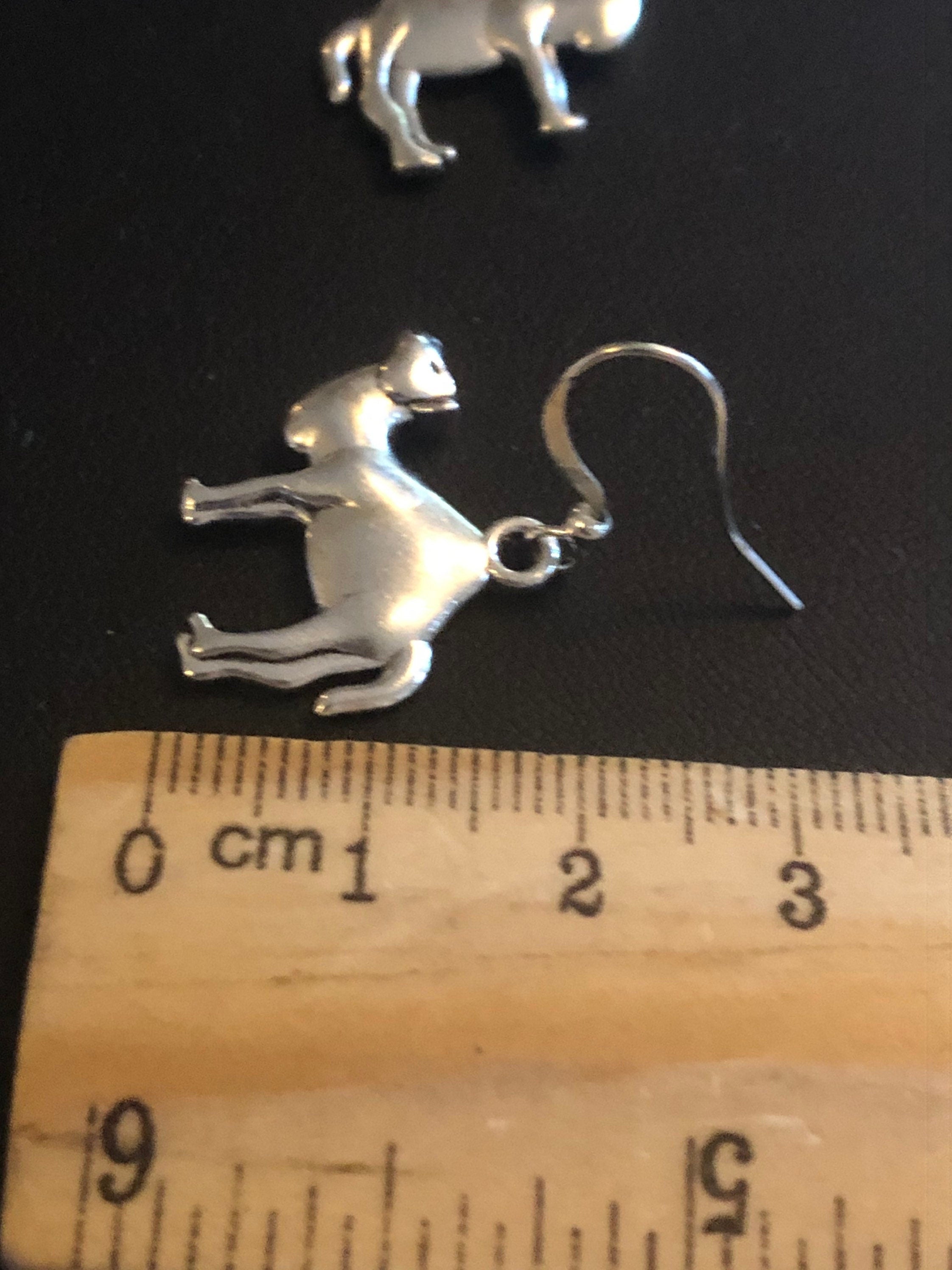 silver tone camel drop earrings pierced
