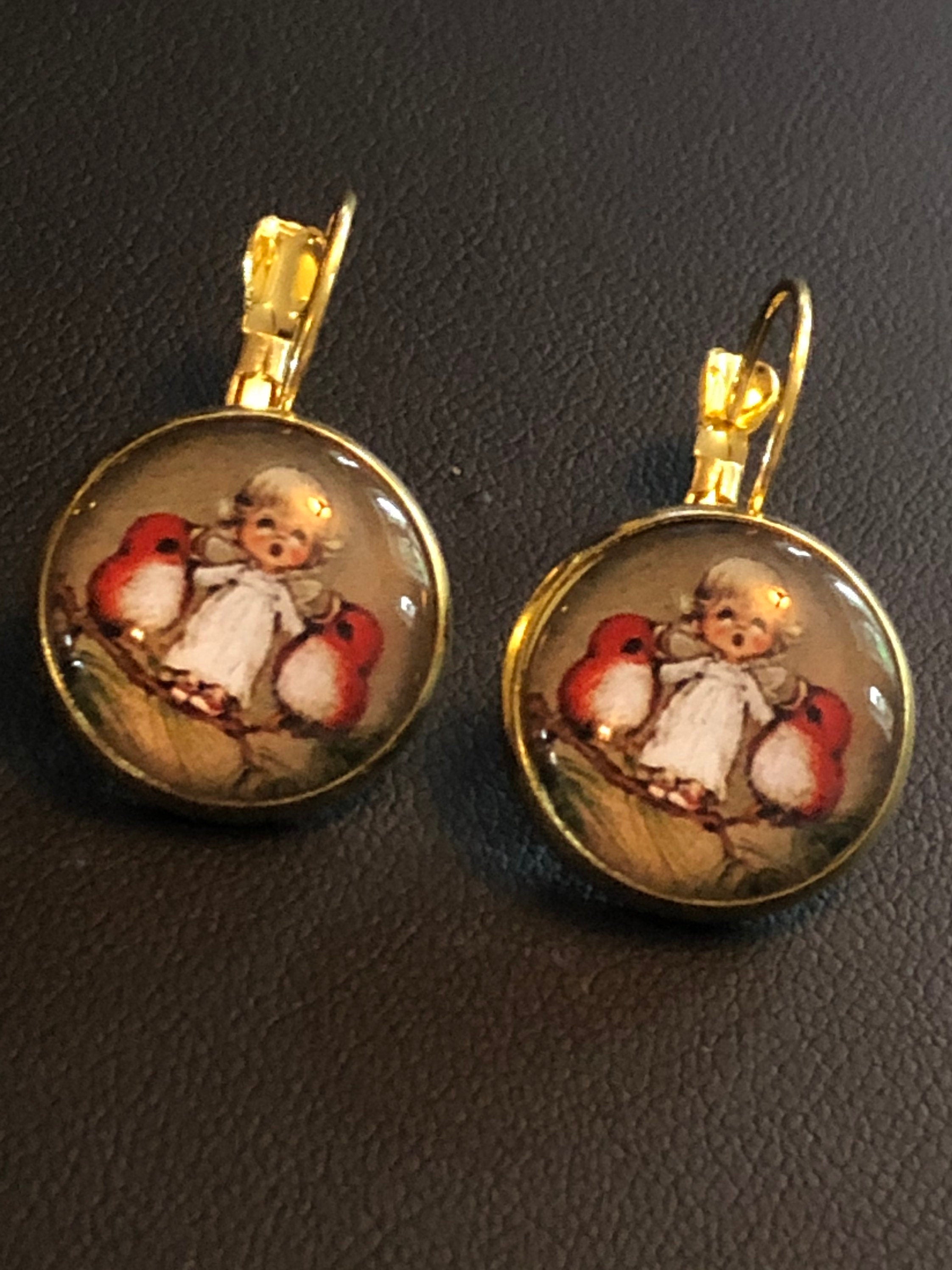 girl & robin Christmas drop earrings stocking filler
