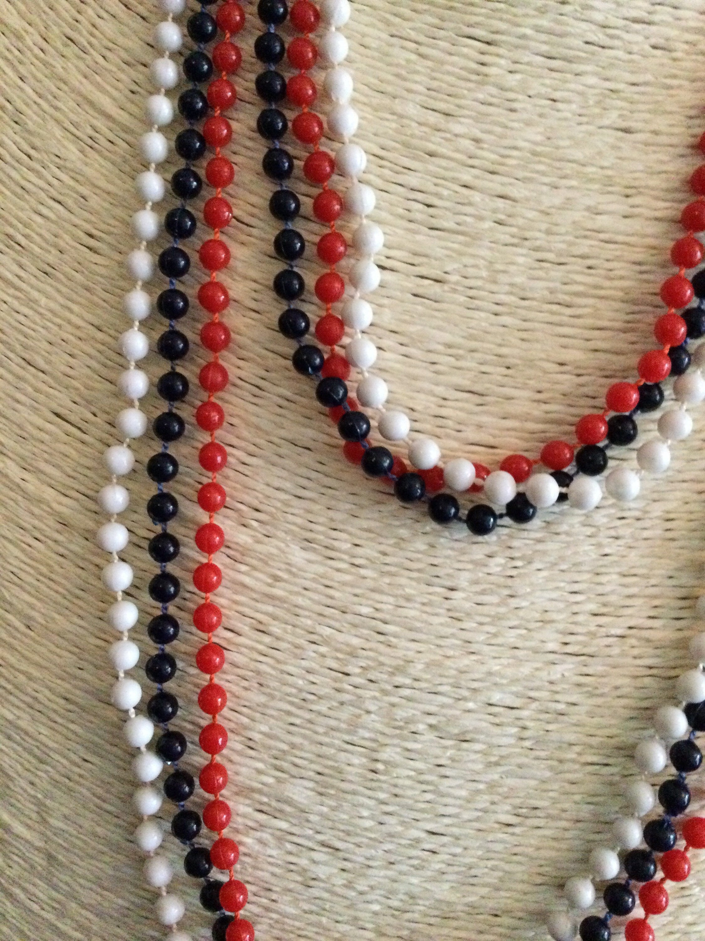 1960s patriotic USA UK France red white blue fixed plastic beaded jewellery set 3 necklaces & bangles
