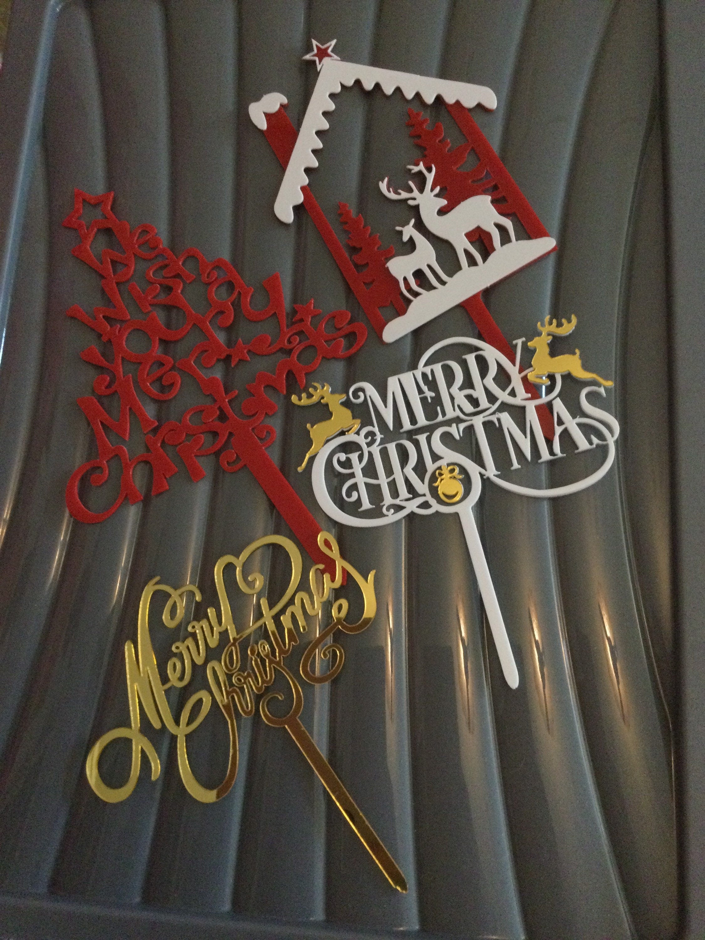 Merry Christmas Cake Topper Nordic Hygge Acrylic white icing cake decorations