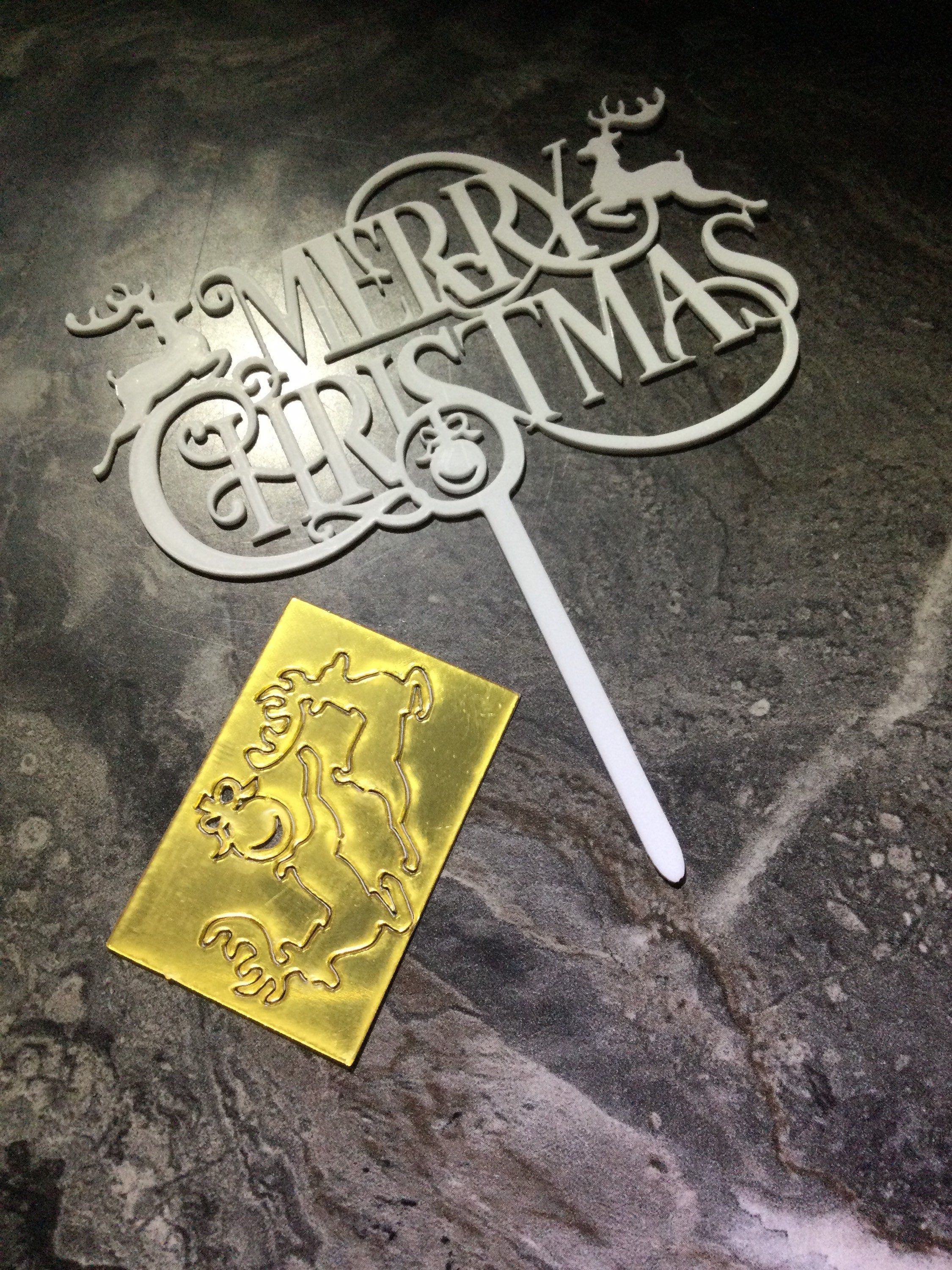 Merry Christmas Cake Topper Nordic Hygge Acrylic white icing cake decorations