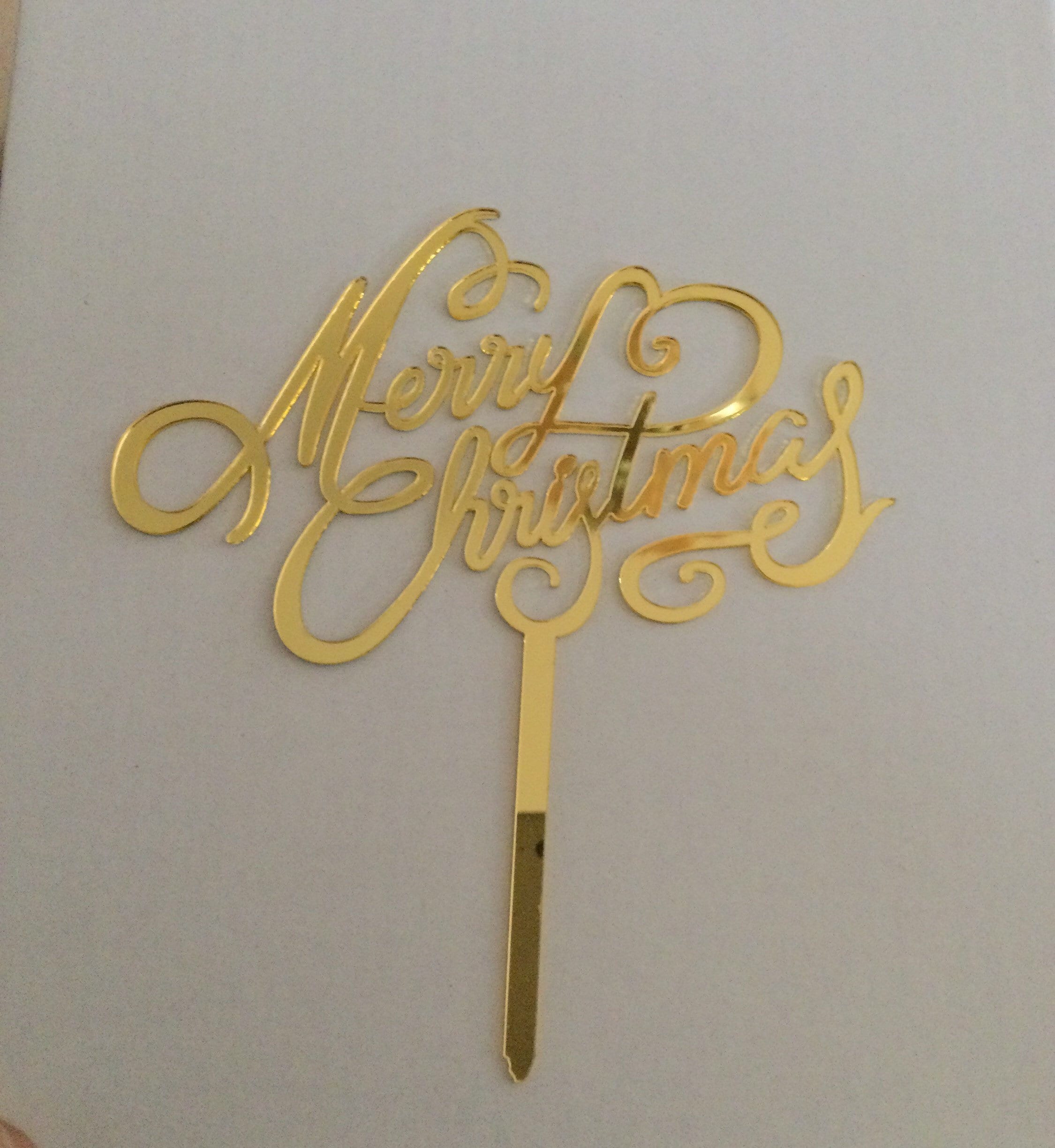 Metallic gold Merry Christmas Cake Topper Acrylic Cake decoration