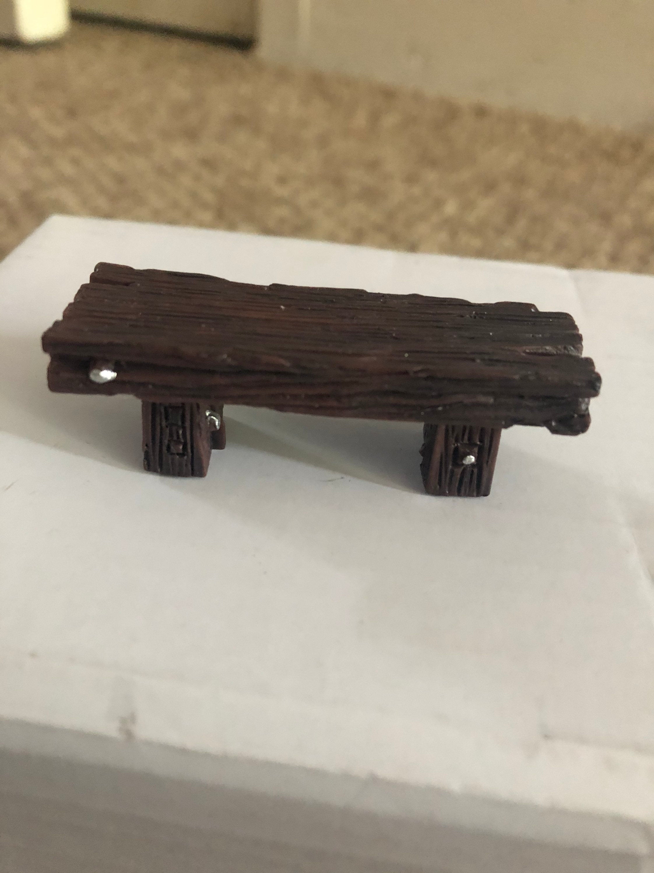 DARK BROWN faux wooden bench seat cake decoration Miniature Resin Cake topper rustic