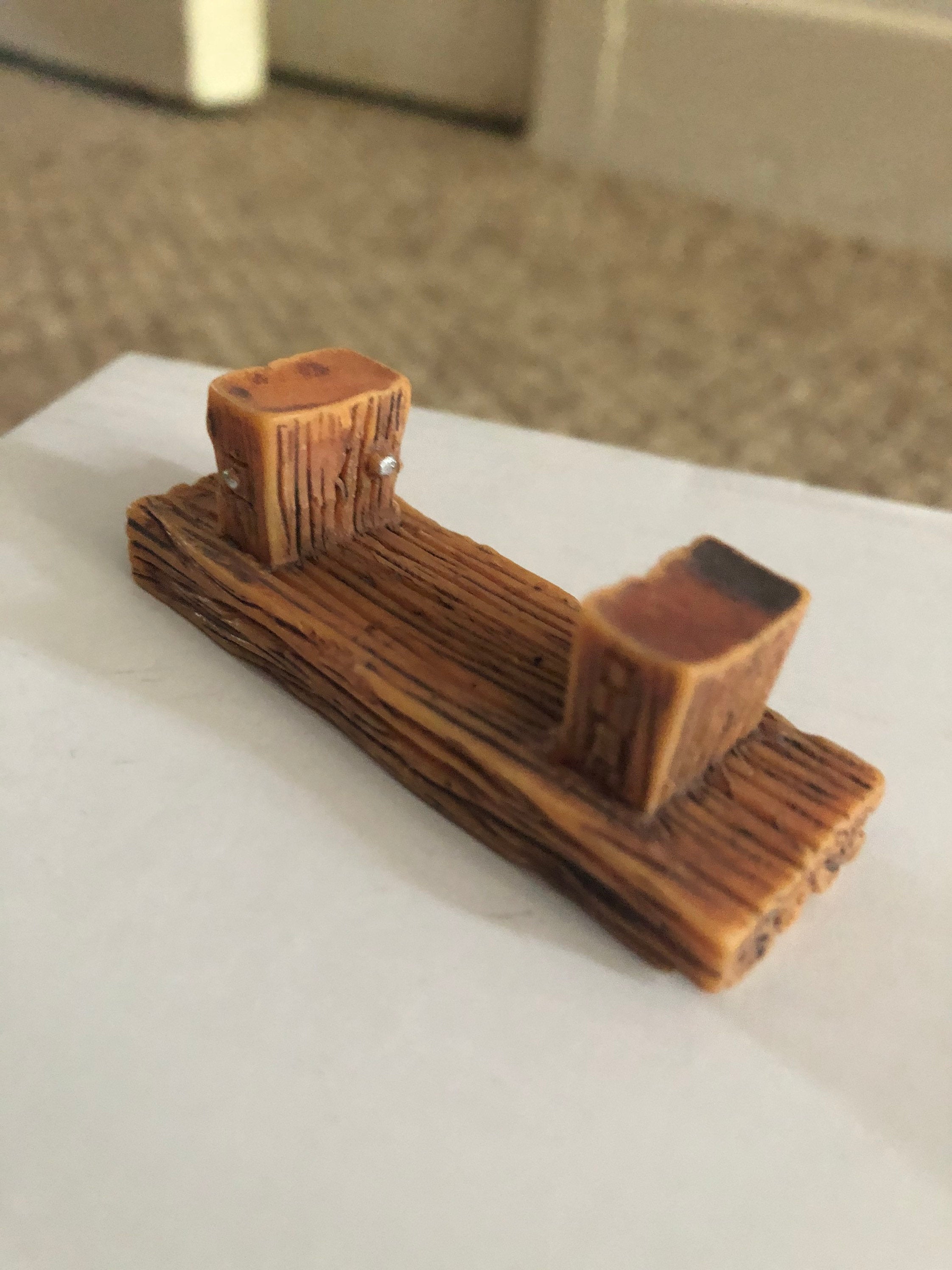 MID BROWN Miniature Resin Cake topper rustic faux wooden bench seat cake decoration