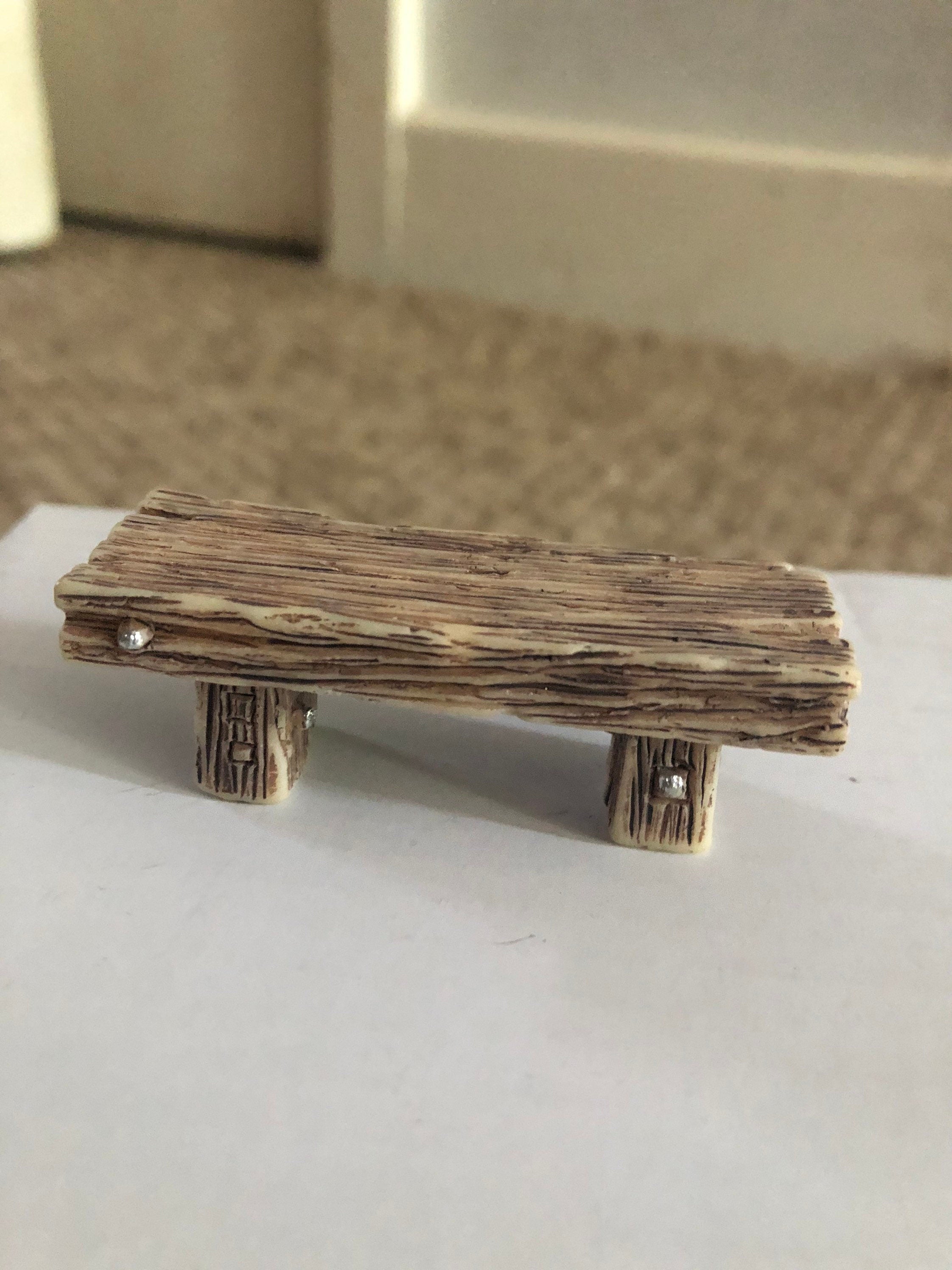 Miniature Resin Bench: Rustic Cake Topper, Dollhouse Decor