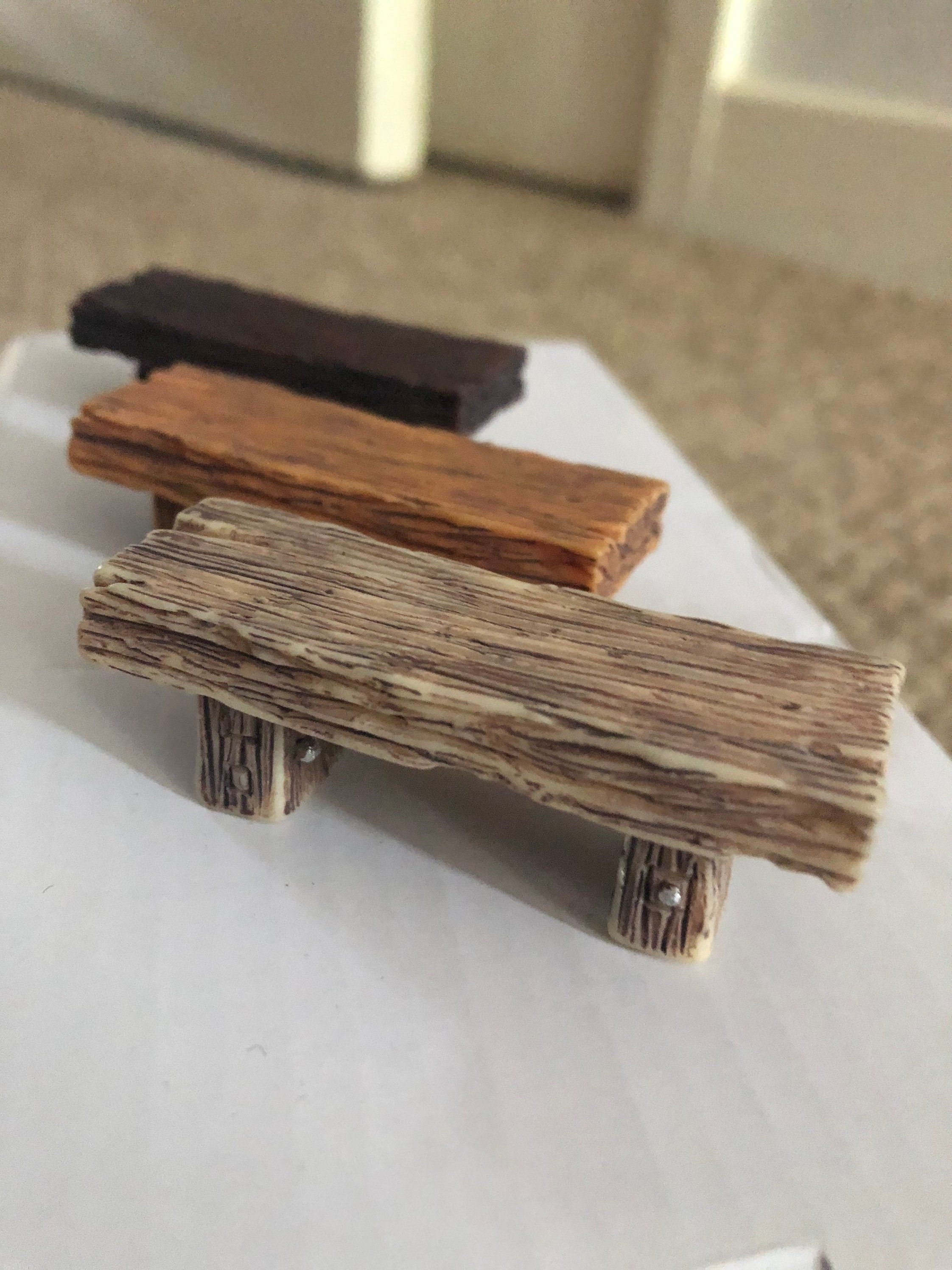 LIGHT BROWN Miniature Wooden bench Cake topper faux wooden log bench seat cake decoration