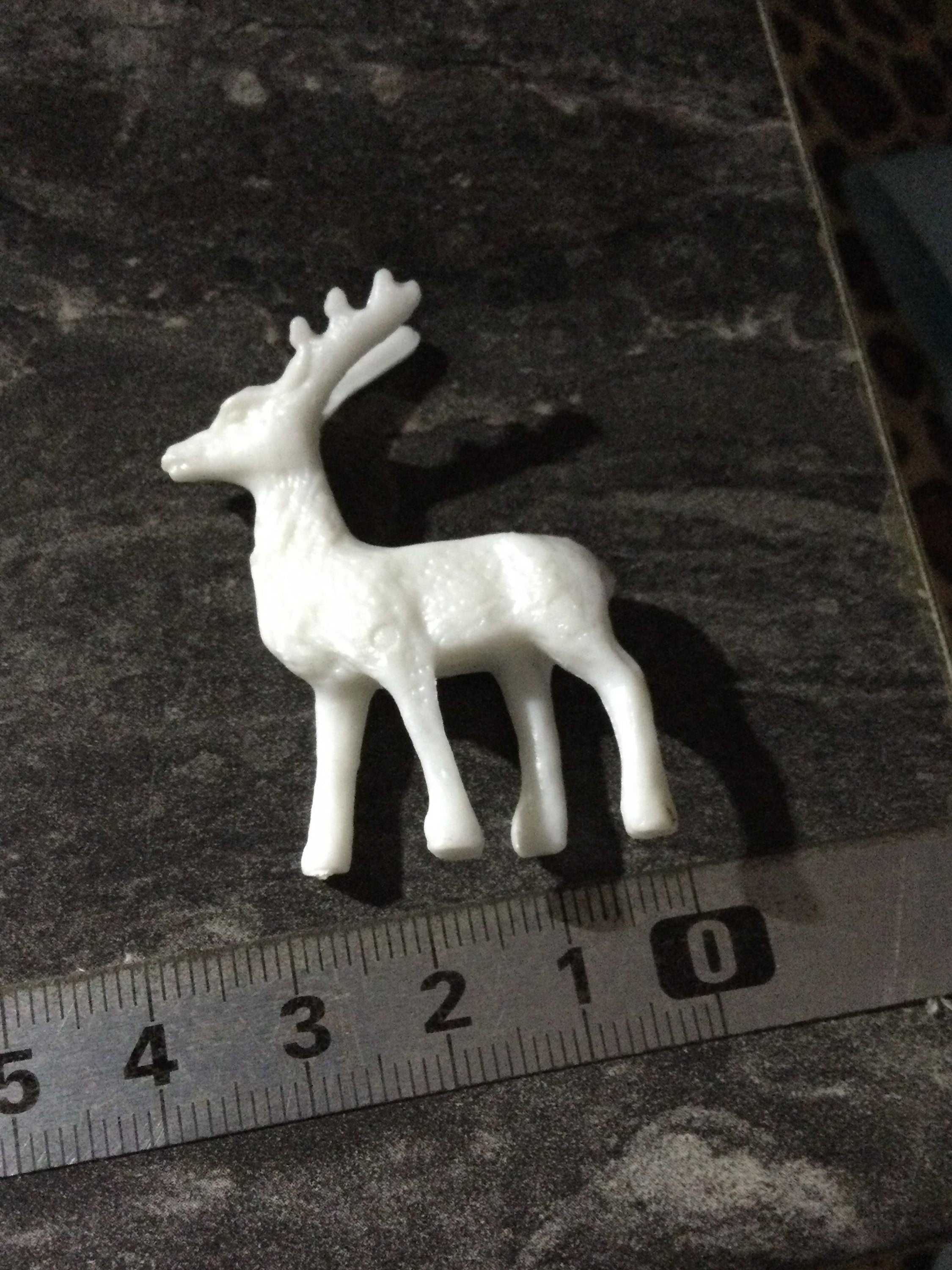 White Reindeer Cake Topper: Plastic Stag Animal Decoration